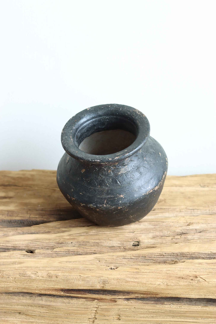 Medium Vintage Indian Clay Pot 3 , Rustic Small Pottery Vessels, Rustic Karnataka Terracotta Pot , Farmhouse Decor,  Antique Earthen Vessel