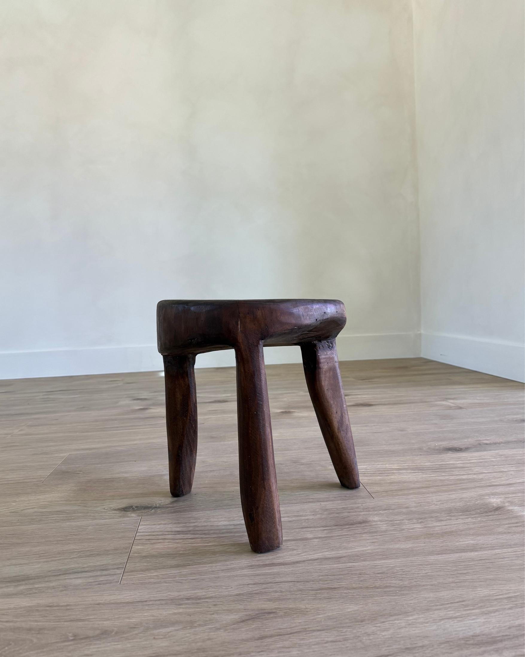 Vintage Rustic Naga Wood Stools | Rare Indian Heritage