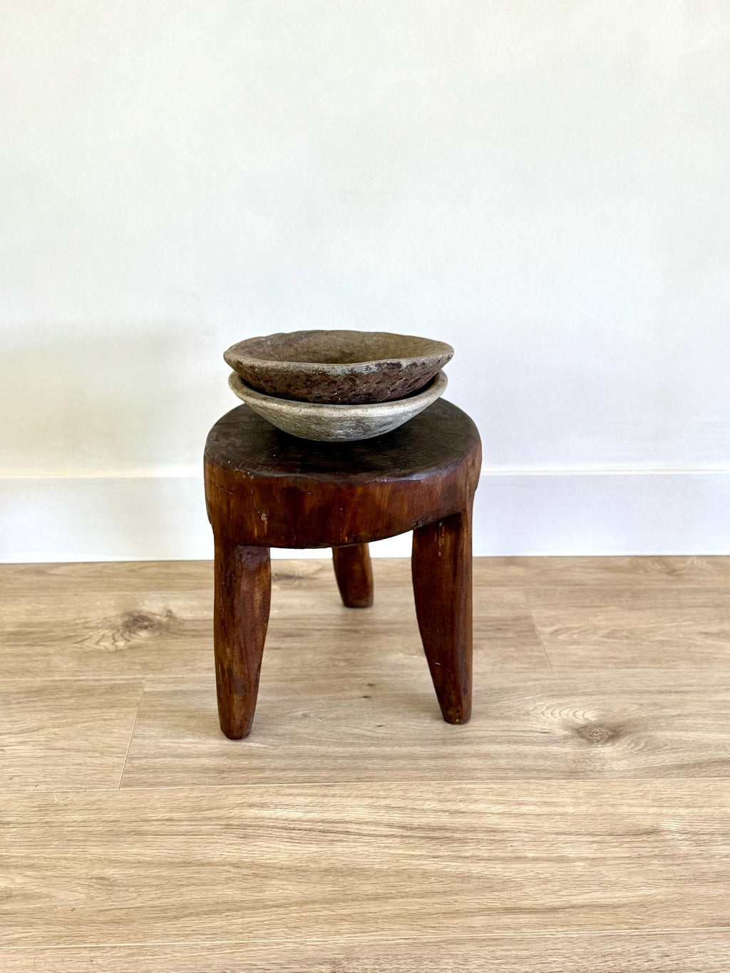 Vintage Rustic Naga Wood Stools | Rare Indian Heritage