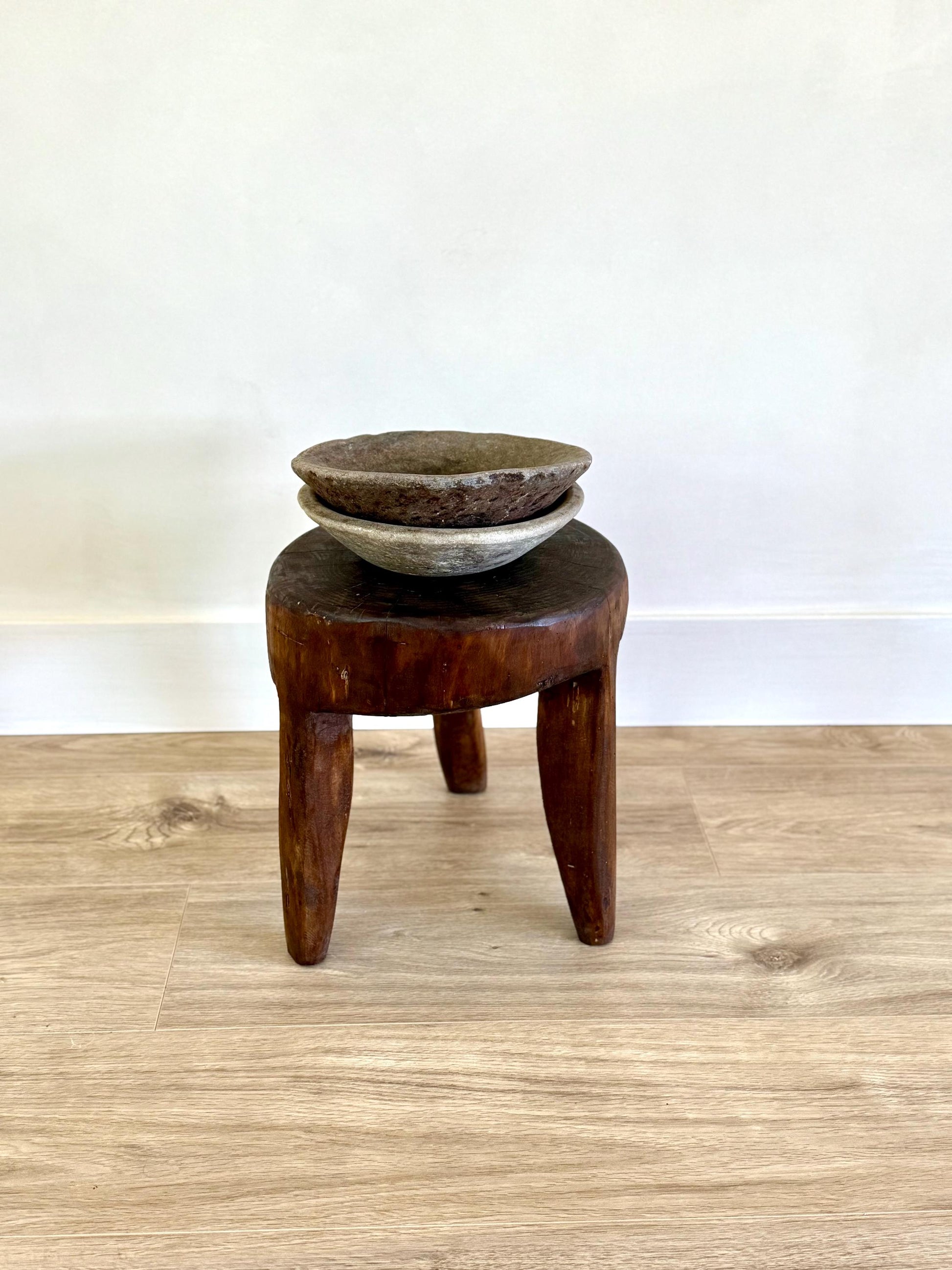 Vintage Rustic Naga Wood Stools | Rare Indian Heritage