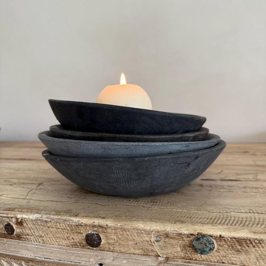 Vintage Inspired Dark Grey Stone Bowl (Assorted)
