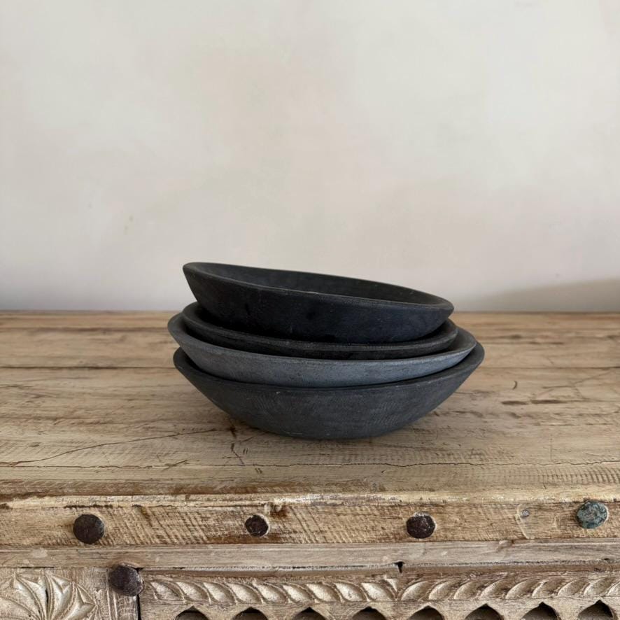 Vintage Inspired Dark Grey Stone Bowl (Assorted)