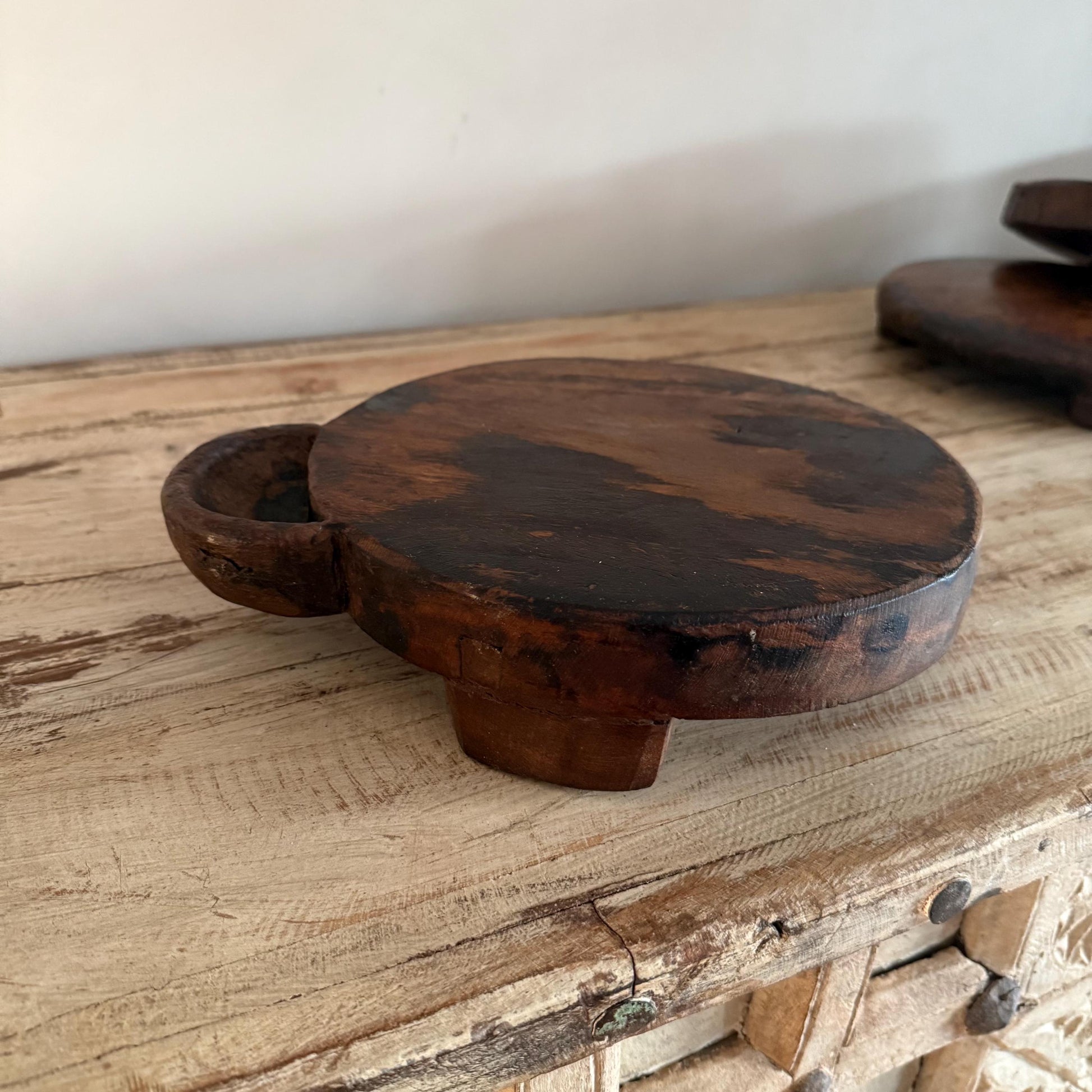 Vintage Teak Wood Chapati Riser with Handle (Assorted)