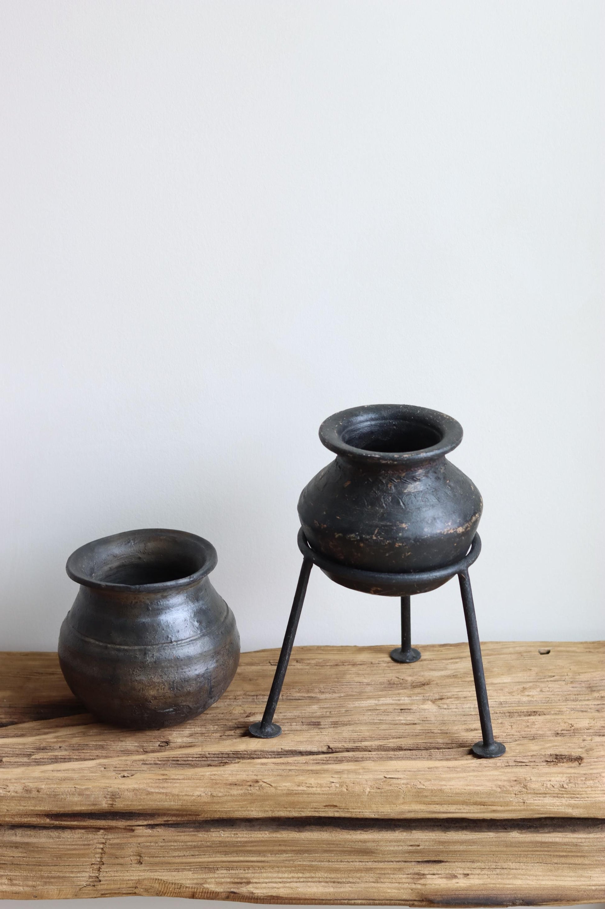 Medium Vintage Indian Clay Pot 2, Rustic Small Pottery Vessels, Rustic Karnataka Terracotta Pot , Farmhouse Decor,  Antique Earthen Vessel