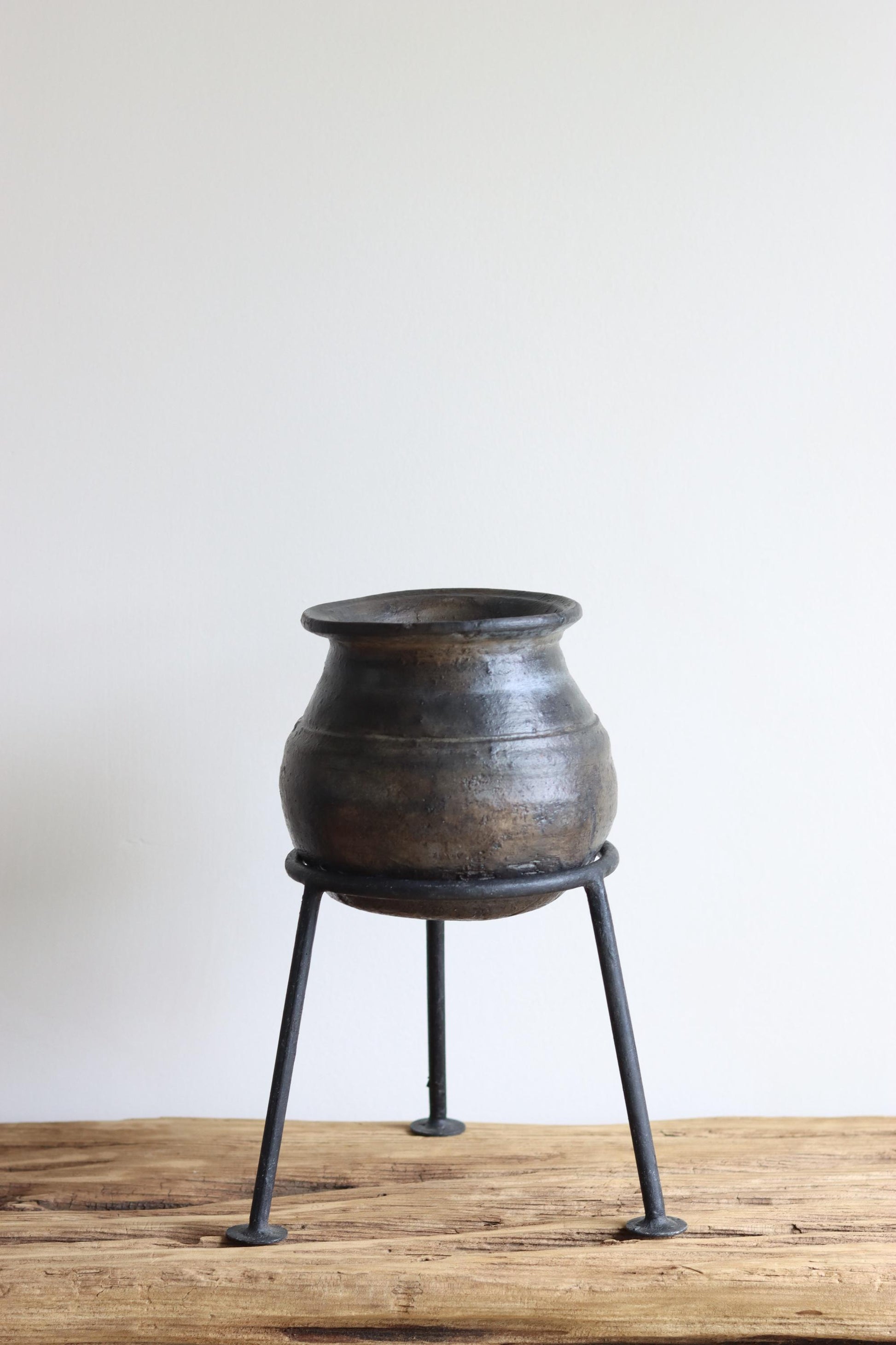 Medium Vintage Indian Clay Pot 2, Rustic Small Pottery Vessels, Rustic Karnataka Terracotta Pot , Farmhouse Decor,  Antique Earthen Vessel