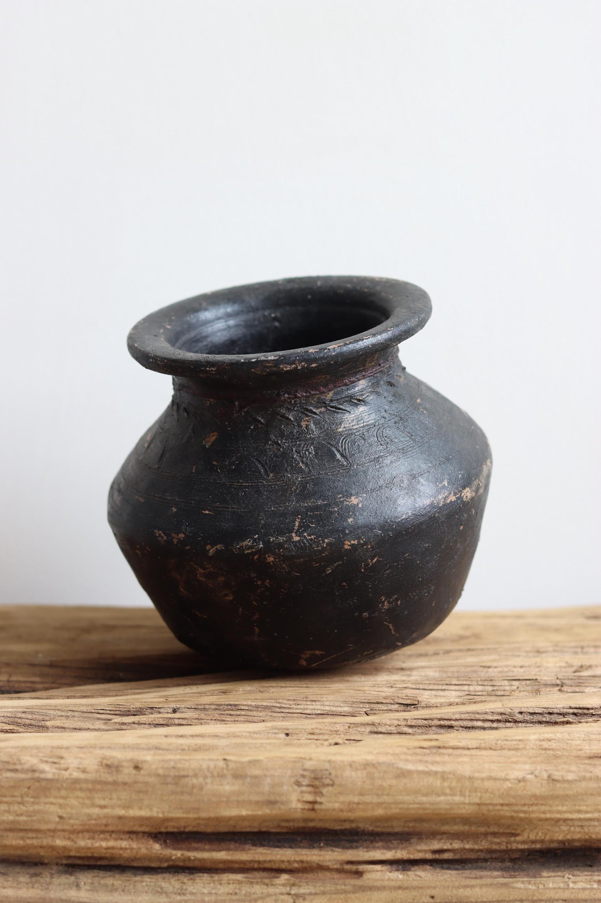 Medium Vintage Indian Clay Pot 3 , Rustic Small Pottery Vessels, Rustic Karnataka Terracotta Pot , Farmhouse Decor,  Antique Earthen Vessel