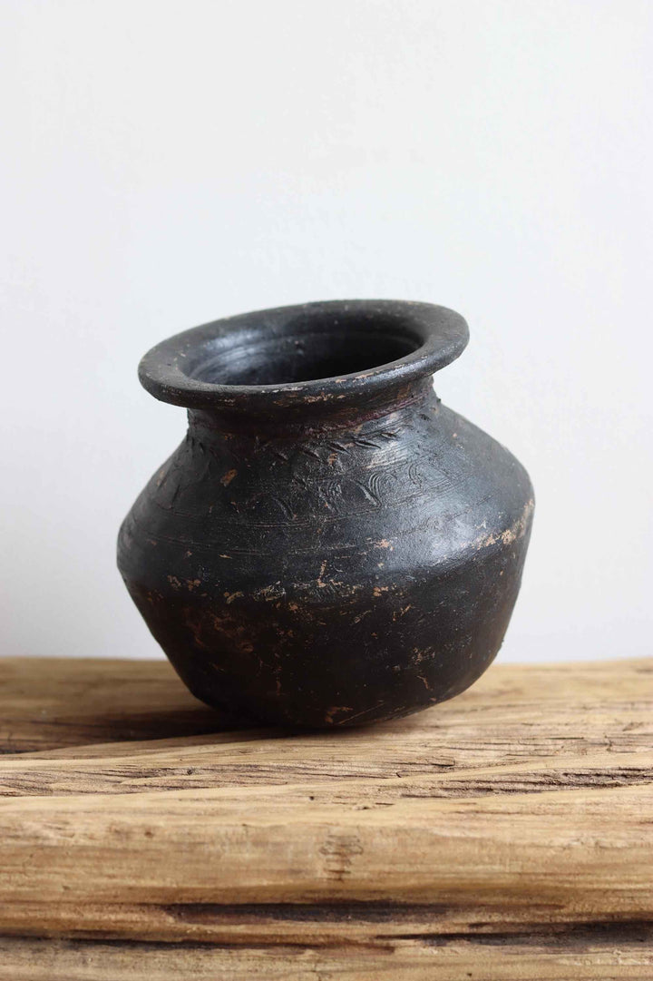 Medium Vintage Indian Clay Pot 3 , Rustic Small Pottery Vessels, Rustic Karnataka Terracotta Pot , Farmhouse Decor,  Antique Earthen Vessel