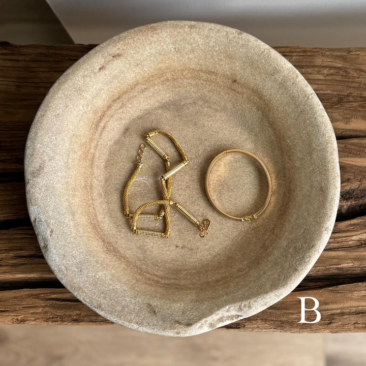 Vintage Hand-Carved 10" Stone Bowl - Project Kalaā