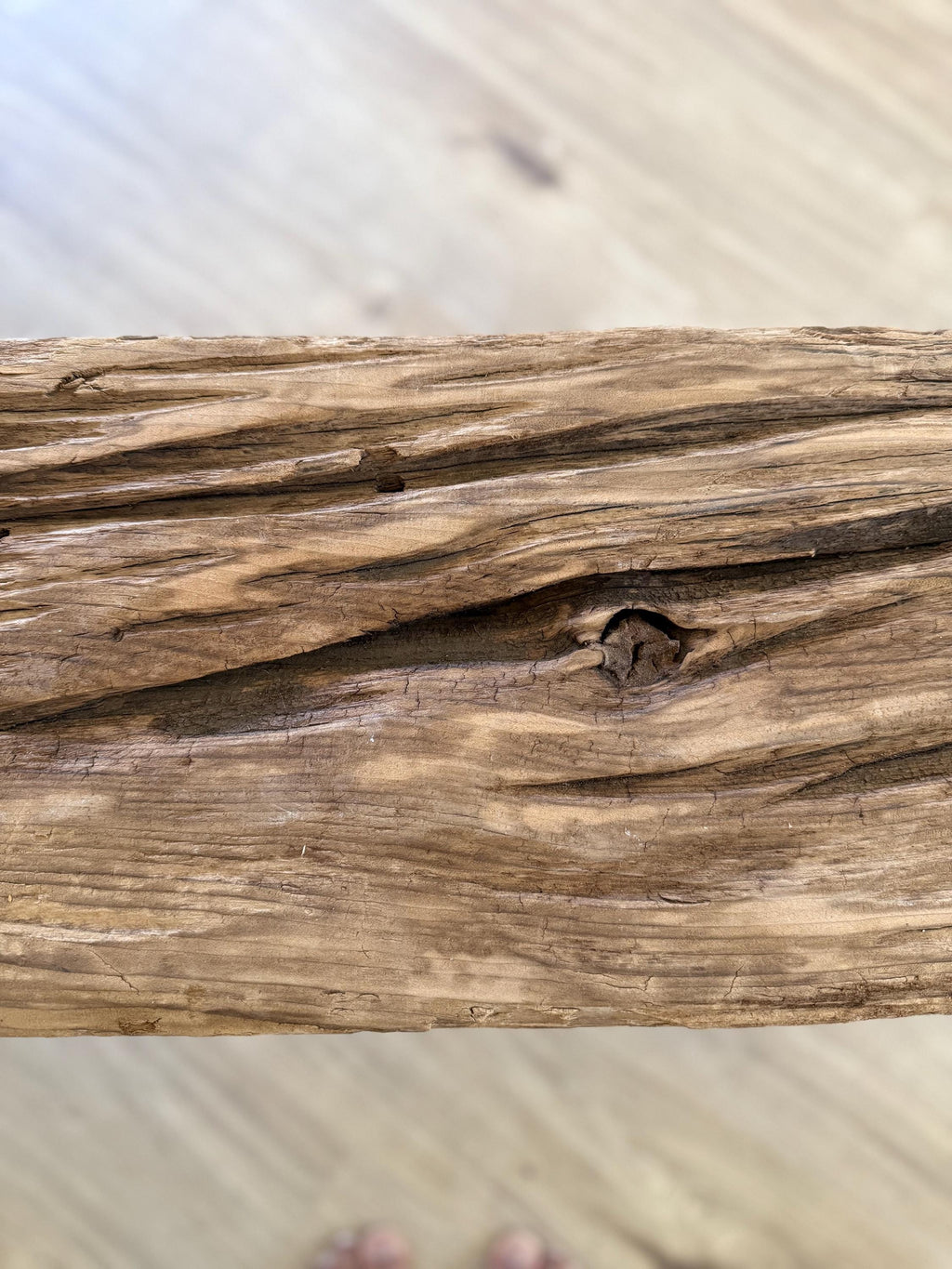 Vintage Indian Wooden Log Bench| Rustic Teak Wood Bench