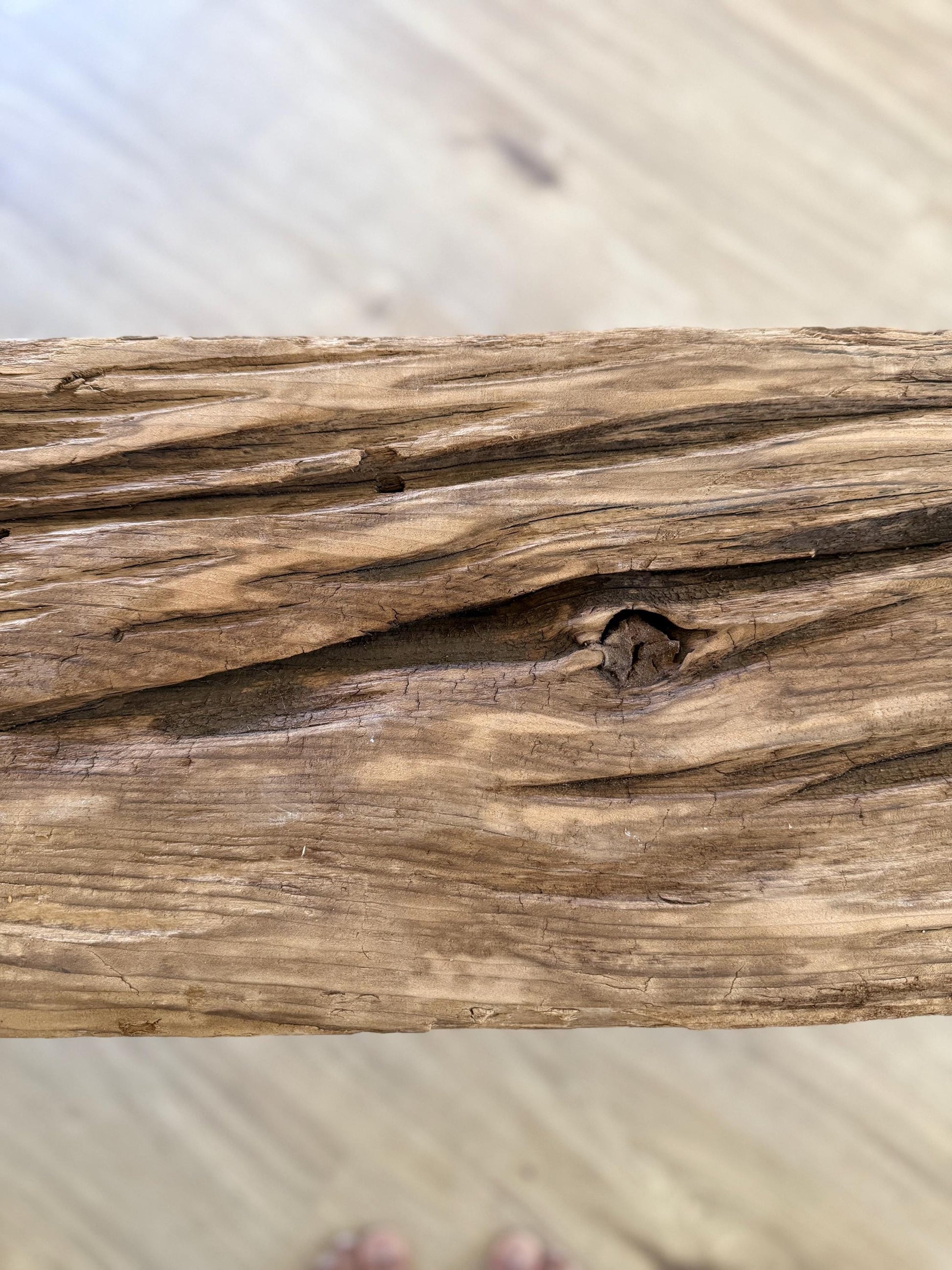 Vintage Indian Wooden Log Bench| Rustic Teak Wood Bench