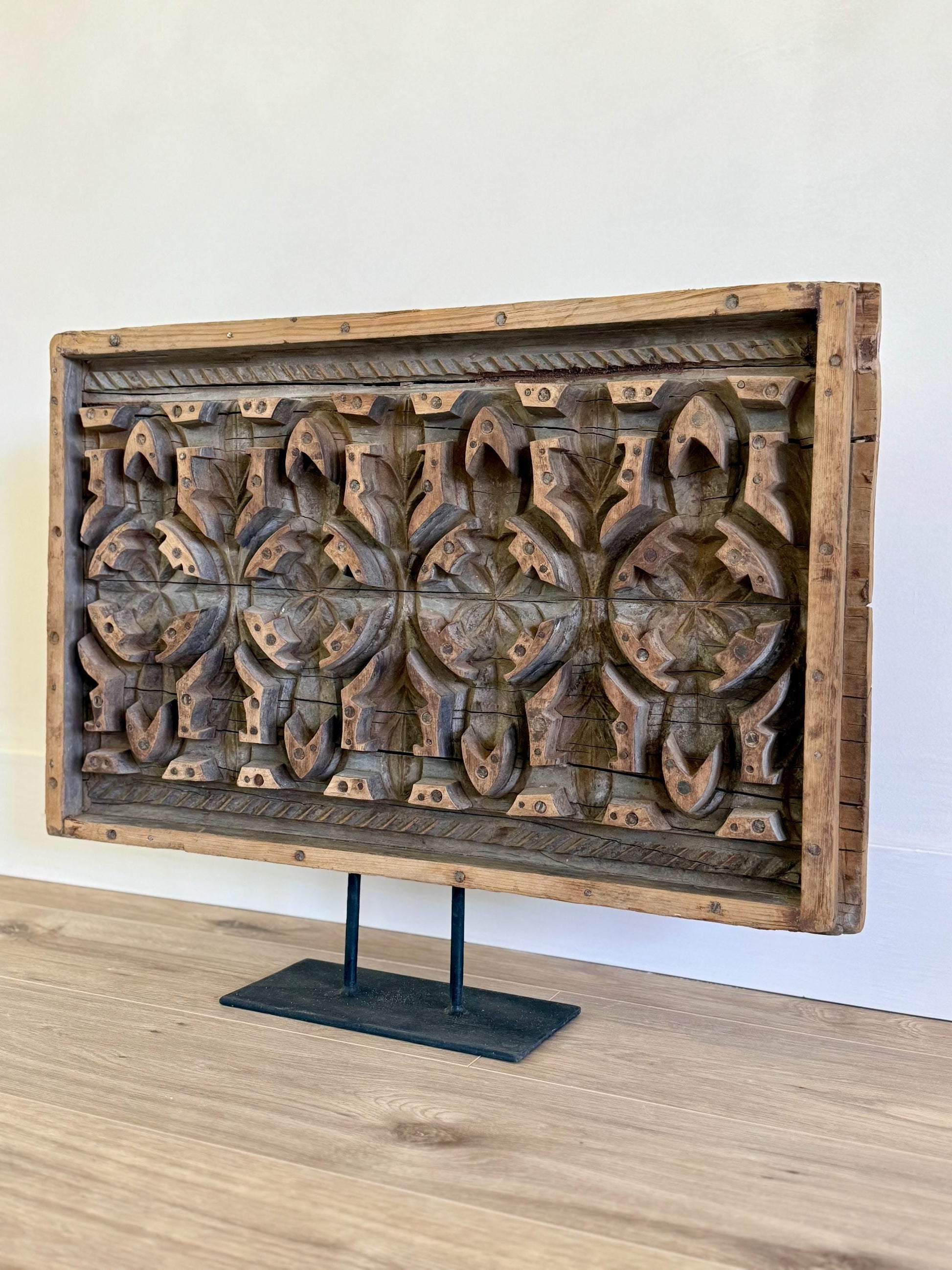 Large Vintage Concrete Mold with Stand | Console Decor
