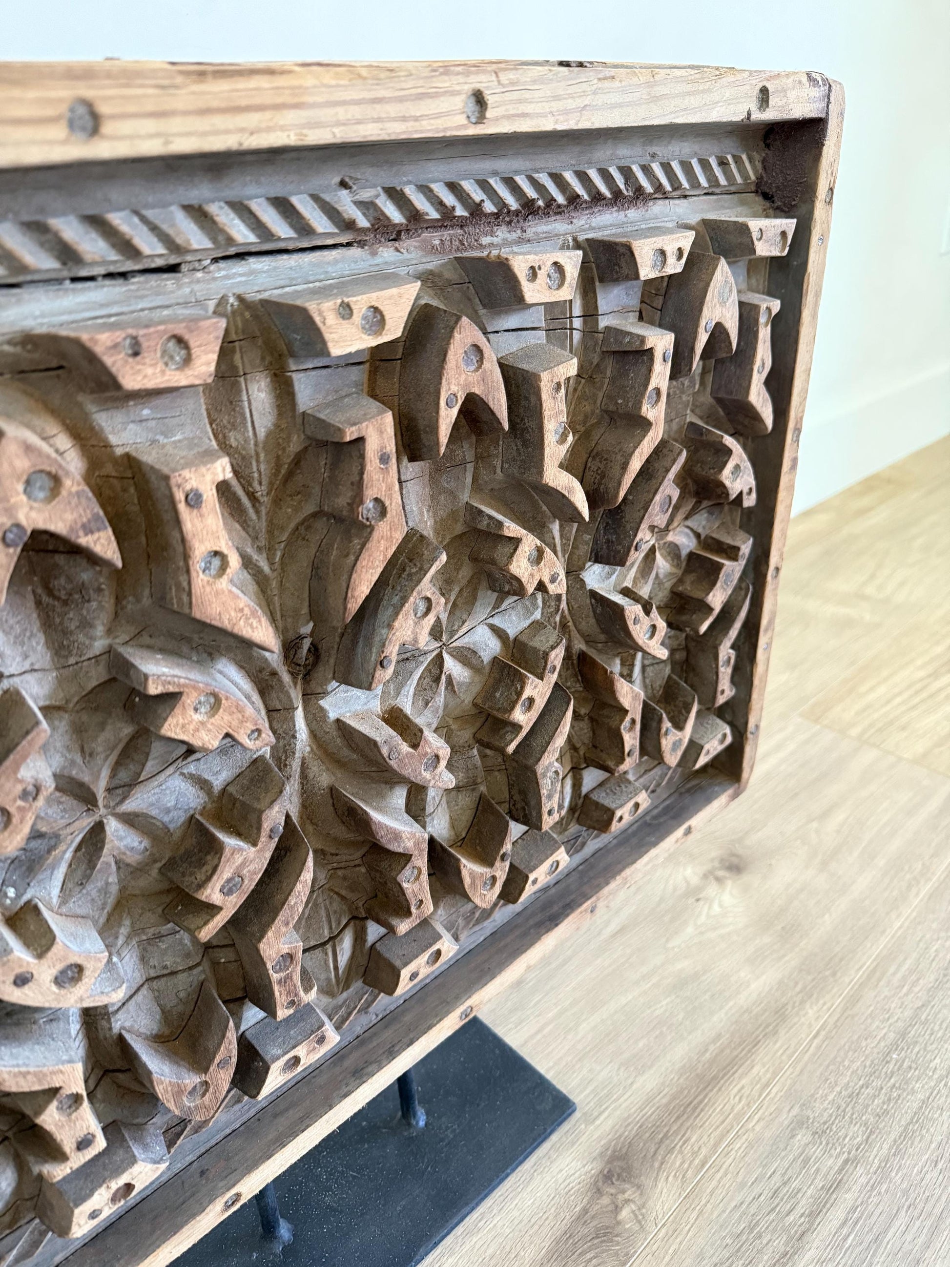 Large Vintage Concrete Mold with Stand | Console Decor