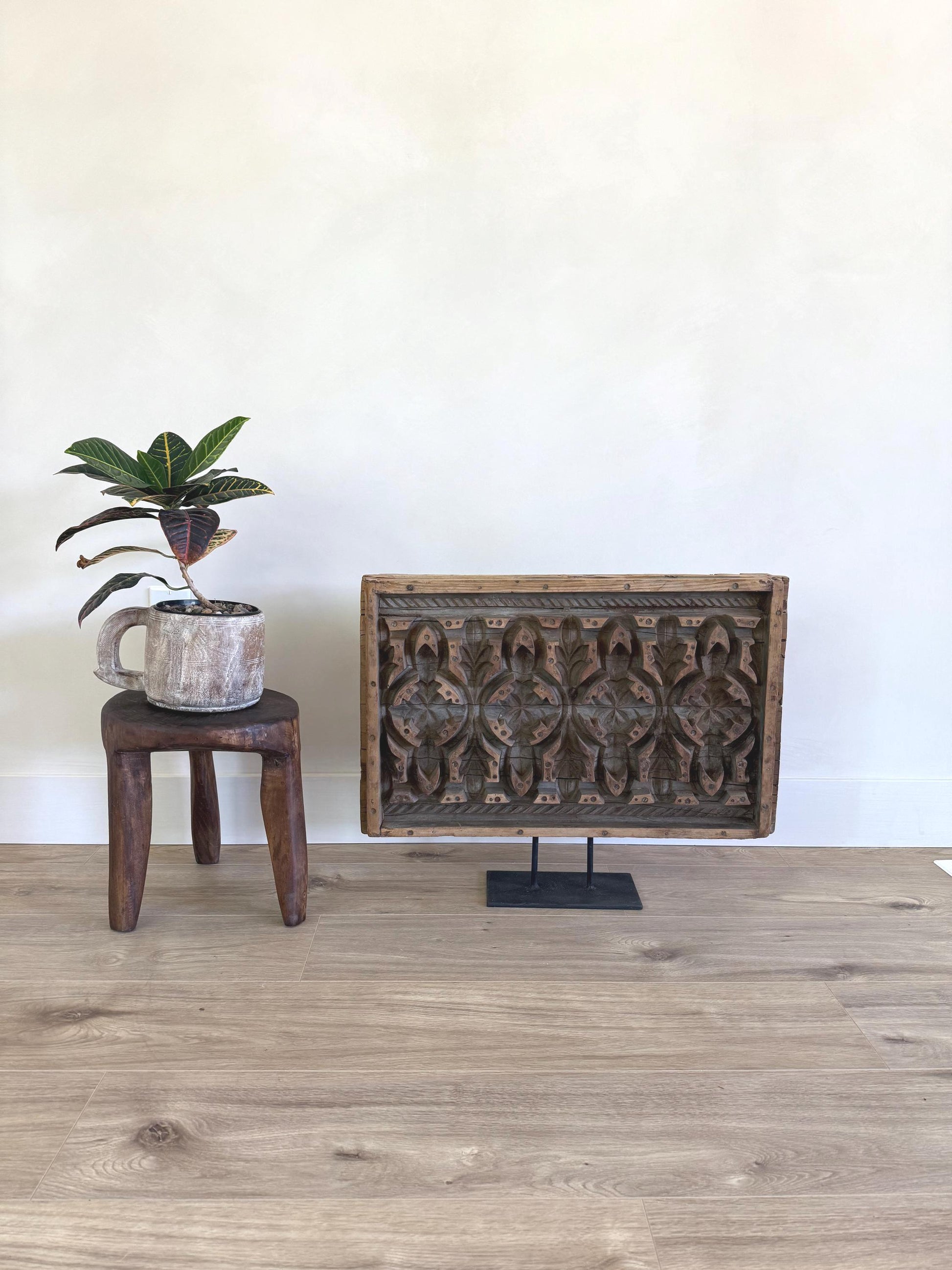 Large Vintage Concrete Mold with Stand | Console Decor