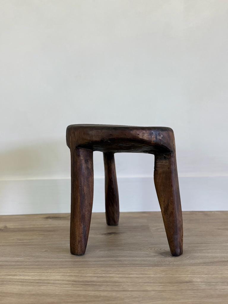 Vintage Rustic Naga Wood Stools | Rare Indian Heritage