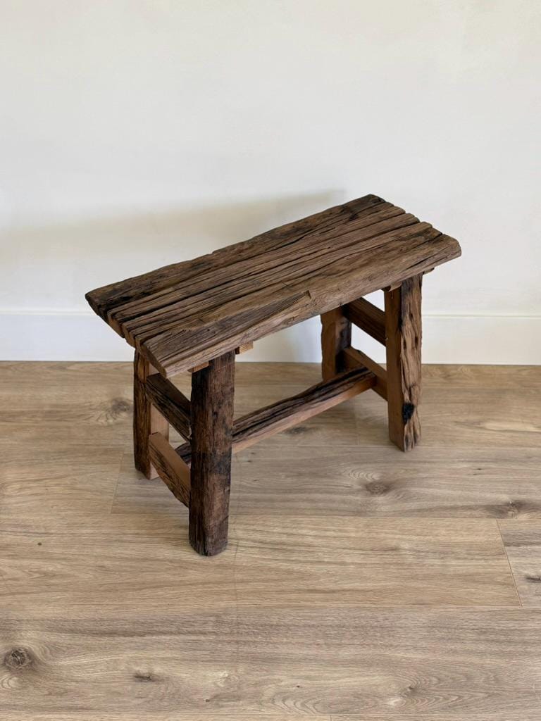 Vintage Rustic Stool | Primitive Rectangle Stool
