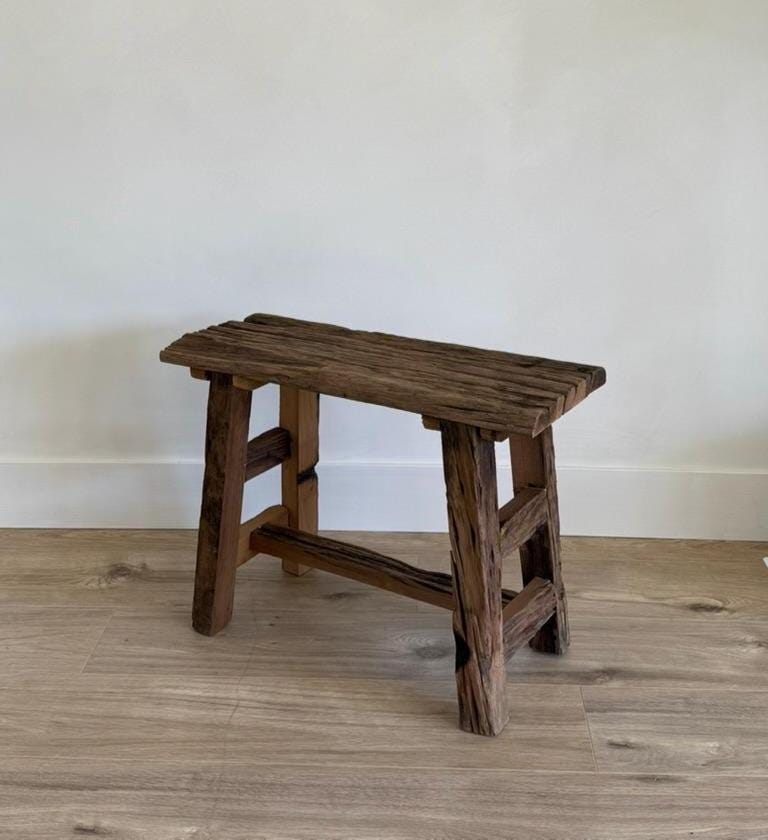 Vintage Rustic Stool | Primitive Rectangle Stool
