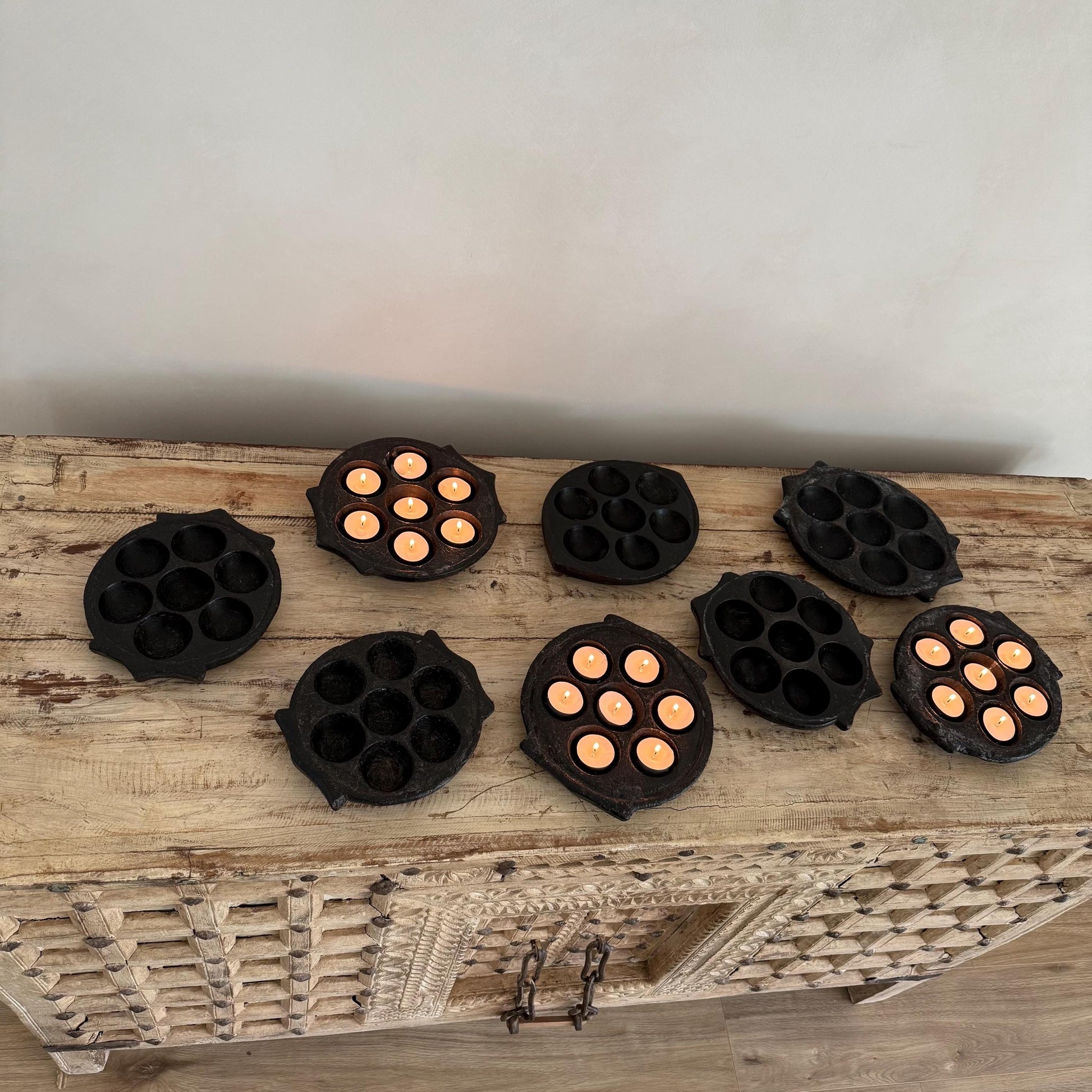Vintage Black Hand Carved Stone Idli Plate (Assorted)