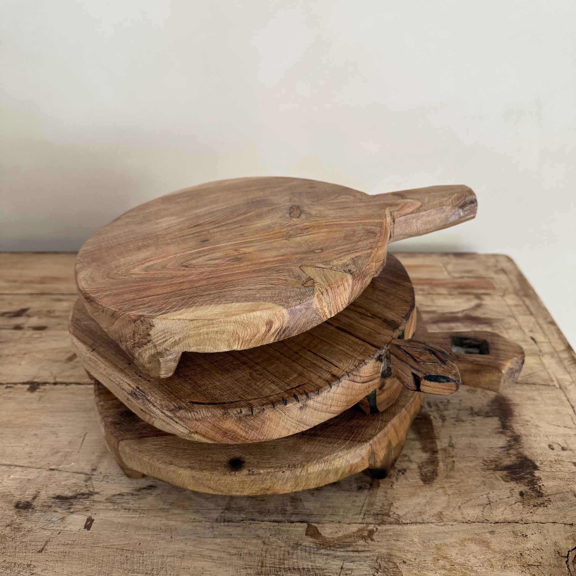 Vintage Teak Wood Chapati Riser with Handle (Assorted)