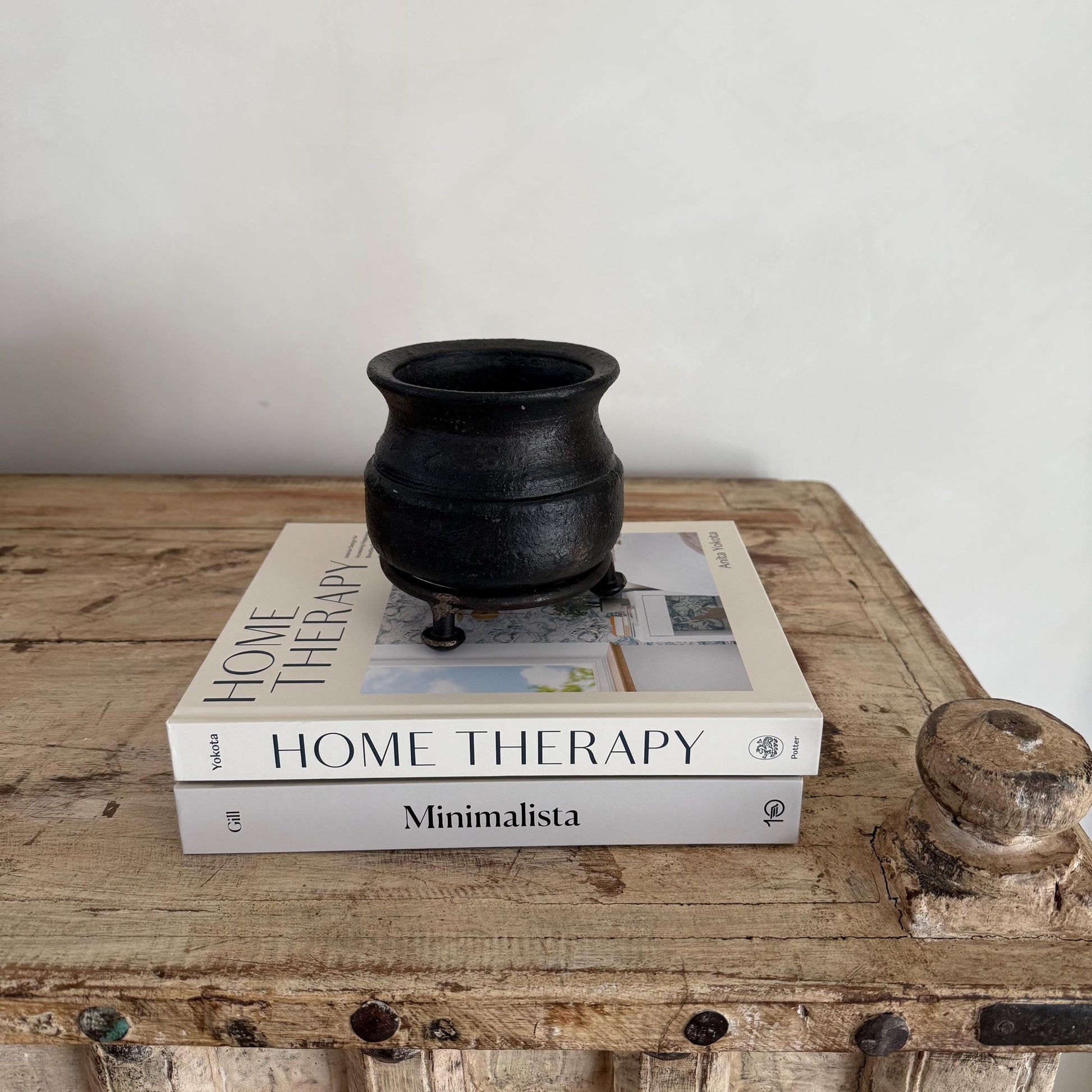 Small Vintage Indian Clay Pots with Iron stand