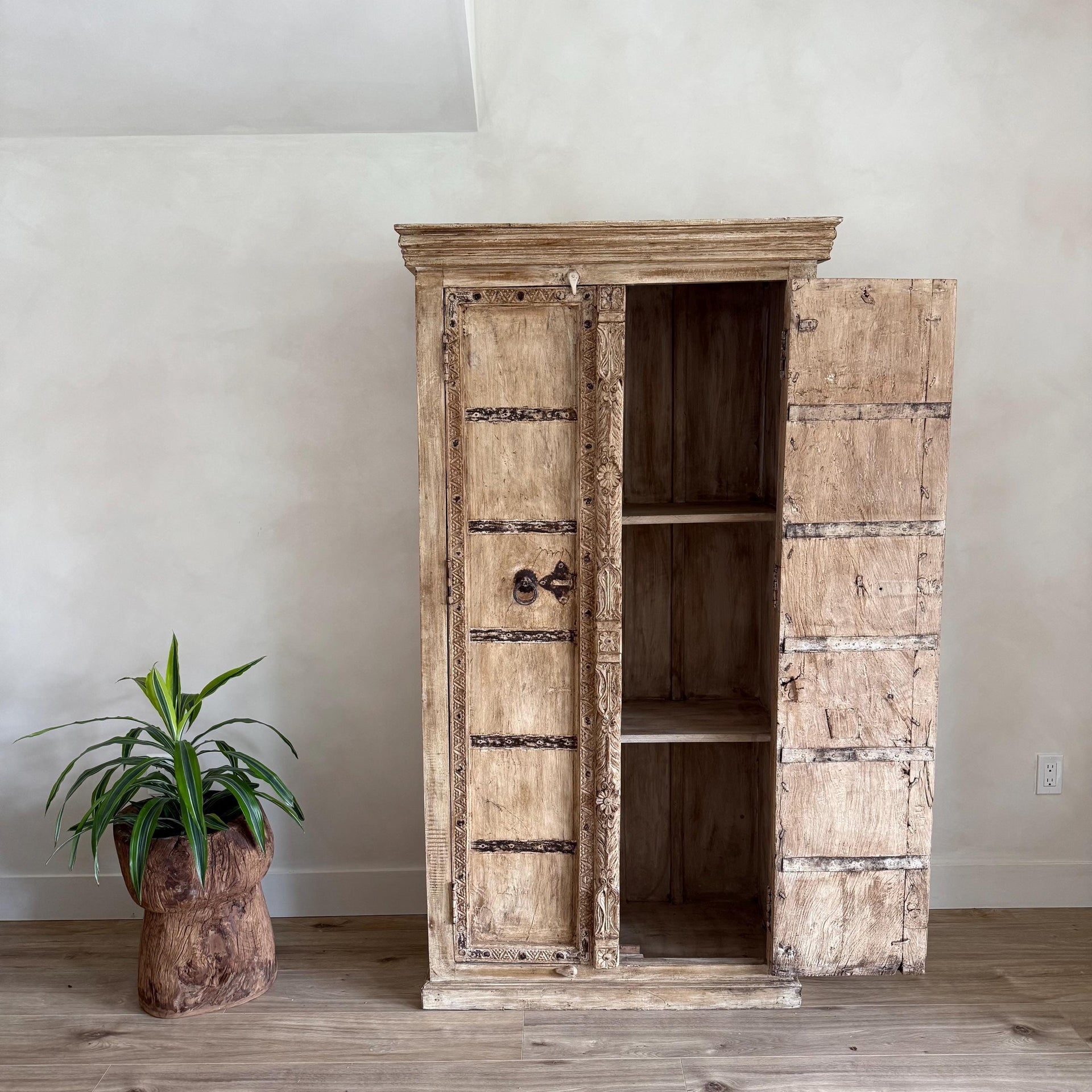 Antique Door Cupboard | Heavy Vintage Teak Wood Cabinet