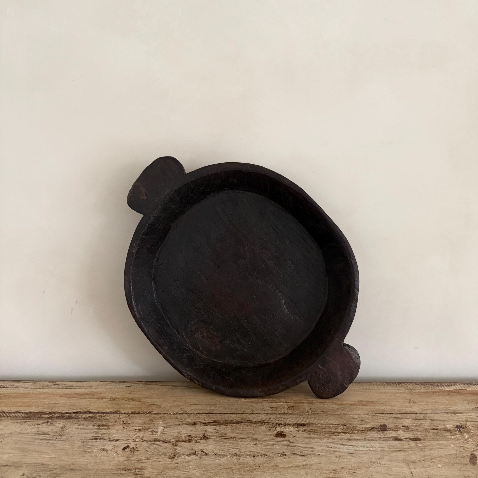 Vintage Teak Wood Dough Bowl | Dark Rustic Parat Tray 19