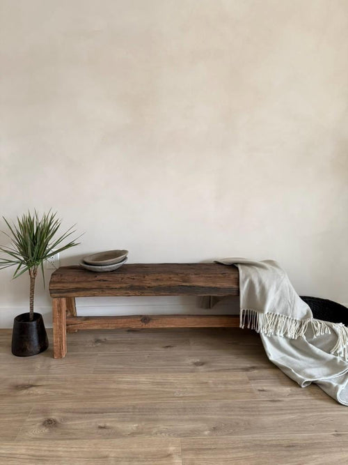 Acacia Wood Bench  Handmade Weathered Wood Hallway Entryway Sofa Table