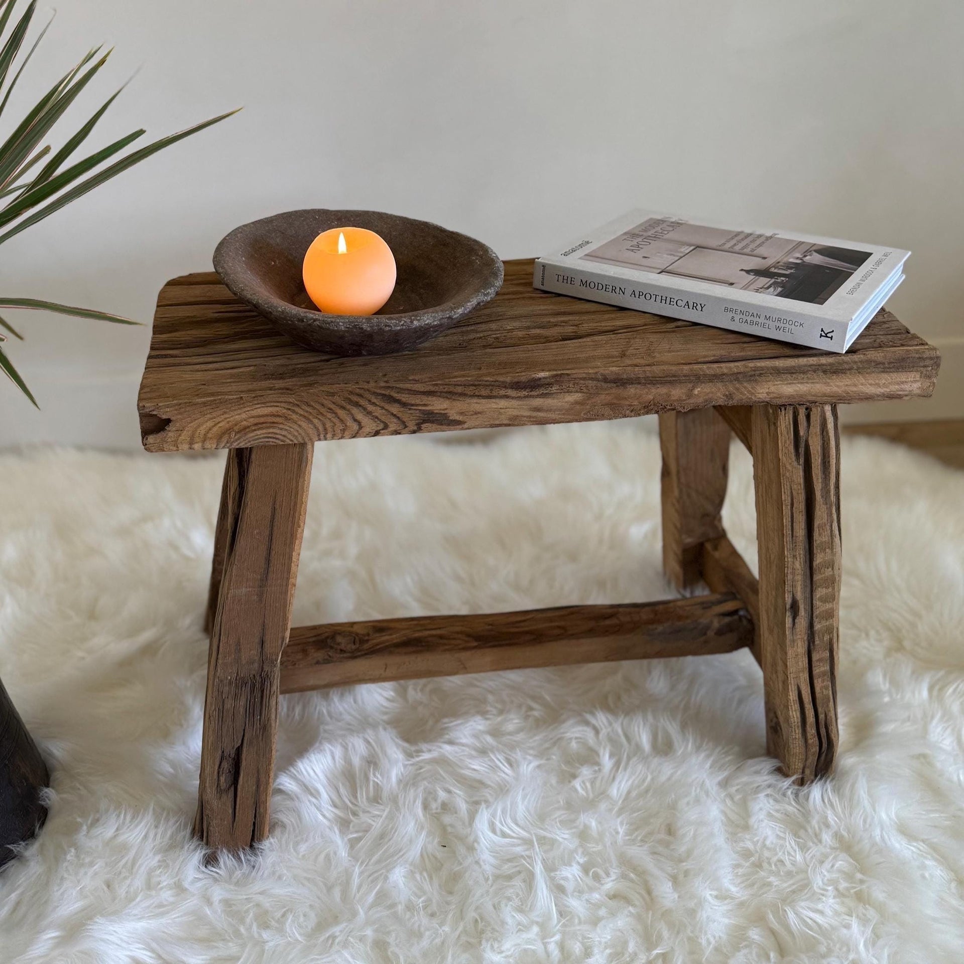 Handcrafted Entryway Stool, Rustic Reclaimed Wood Stool, Farmhouse Hallway Seating Bench, Narrow Side Table, Narrow Wooden Foyer