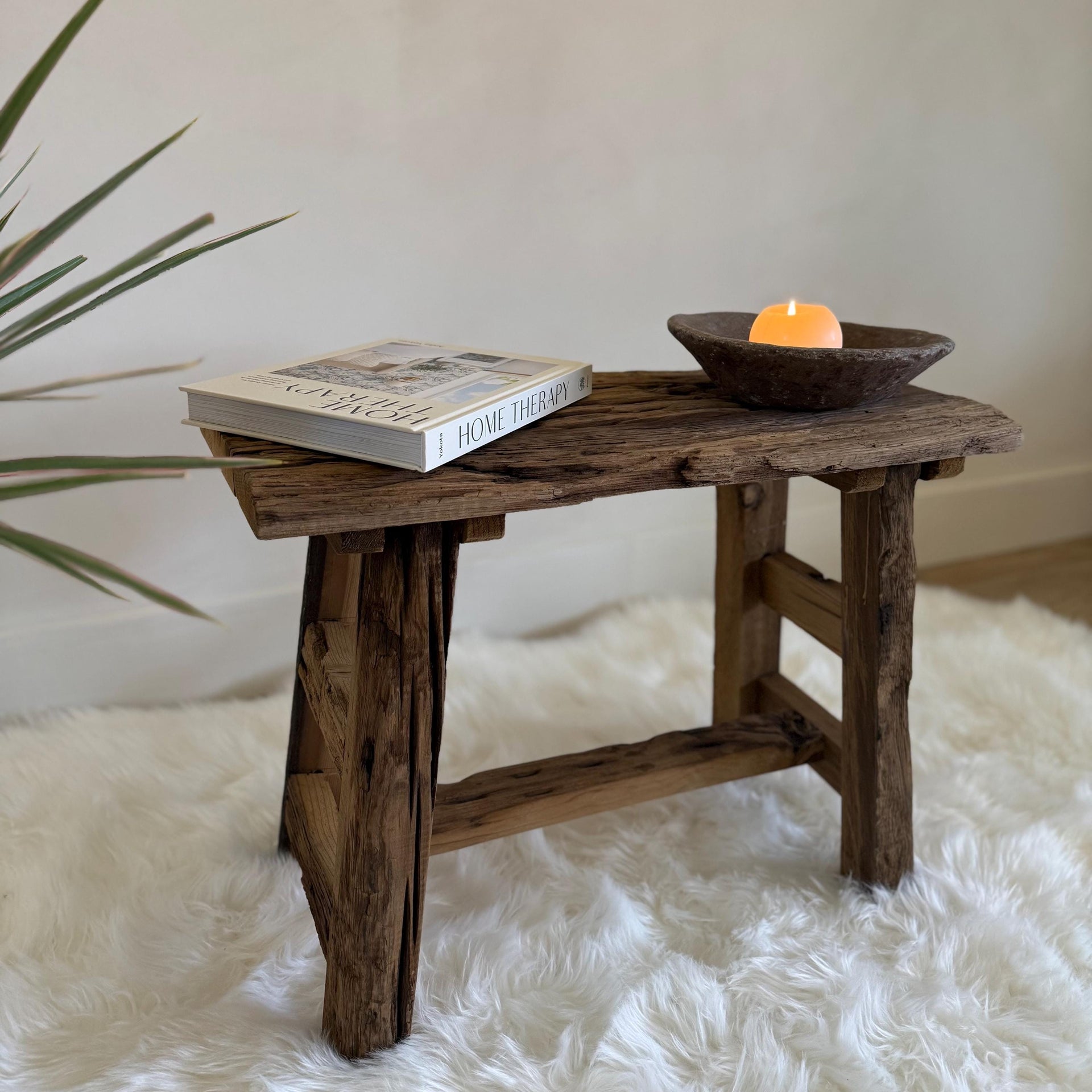 Handcrafted Entryway Stool, Rustic Reclaimed Wood Stool, Farmhouse Hallway Seating Bench, Narrow Side Table, Narrow Wooden Foyer