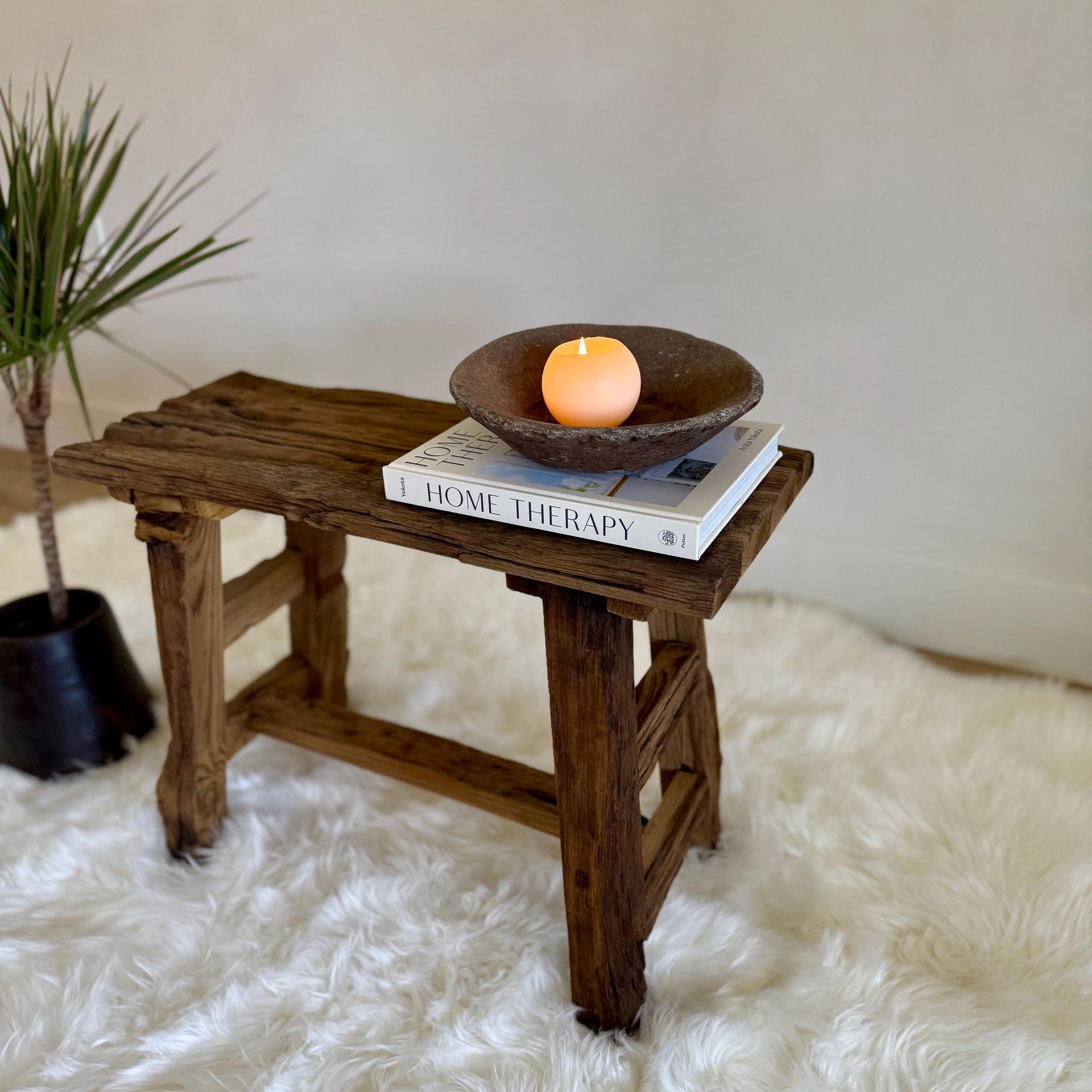 Handcrafted Entryway Stool, Rustic Reclaimed Wood Stool, Farmhouse Hallway Seating Bench, Narrow Side Table, Narrow Wooden Foyer