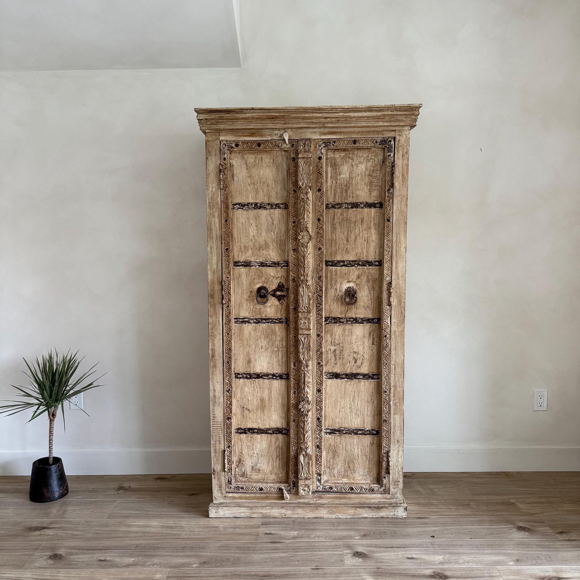Antique Door Cupboard | Heavy Vintage Teak Wood Cabinet
