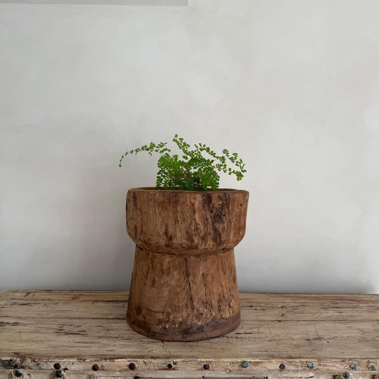 Antique Primitive Wooden Planter, Rustic Ukhali Side Table - Project Kalaā