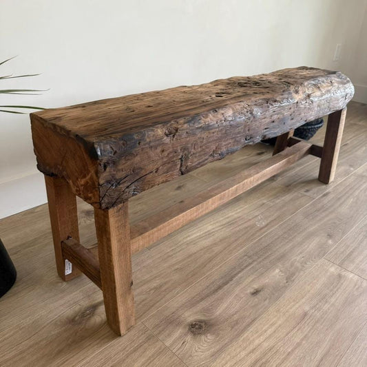 Acacia Wood Bench  Handmade Sleeper Wood Hallway Entryway Sofa Table - Project Kalaā