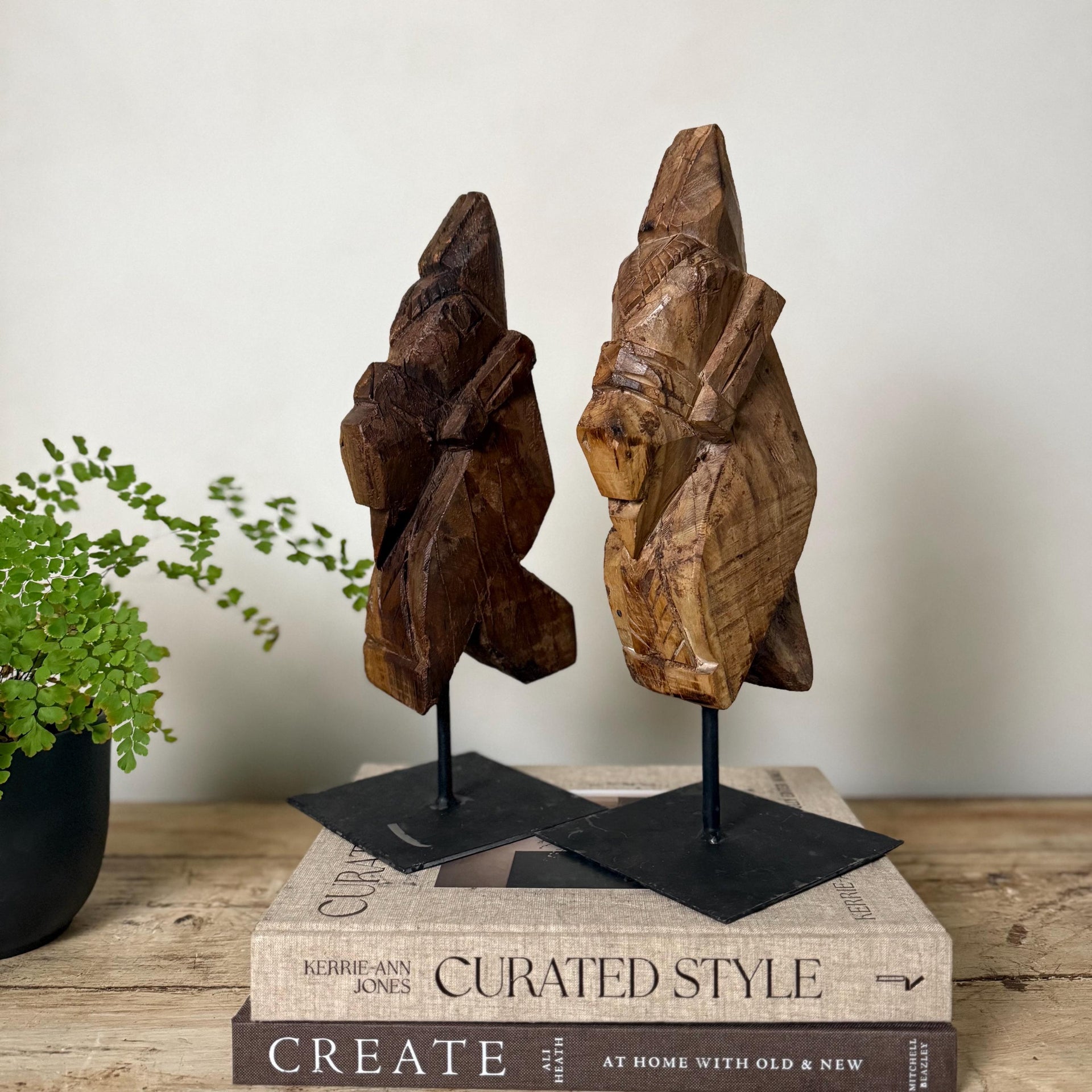 Vintage Hand Carved Horse Corbel Sculpture on Stand | Antique Wooden Architectural Artifact | Collectible Heritage Art Piece