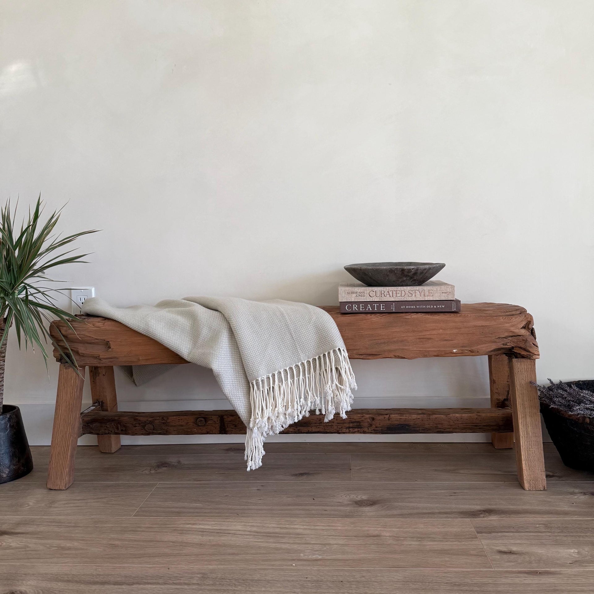 Acacia Wood Bench  Handmade Weathered Wood Hallway Entryway Sofa Table