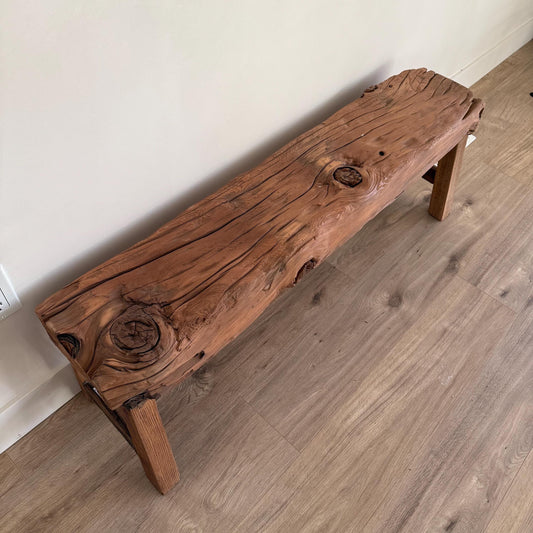 Acacia Wood Bench  Handmade Weathered Wood Hallway Entryway Sofa Table - Project Kalaā