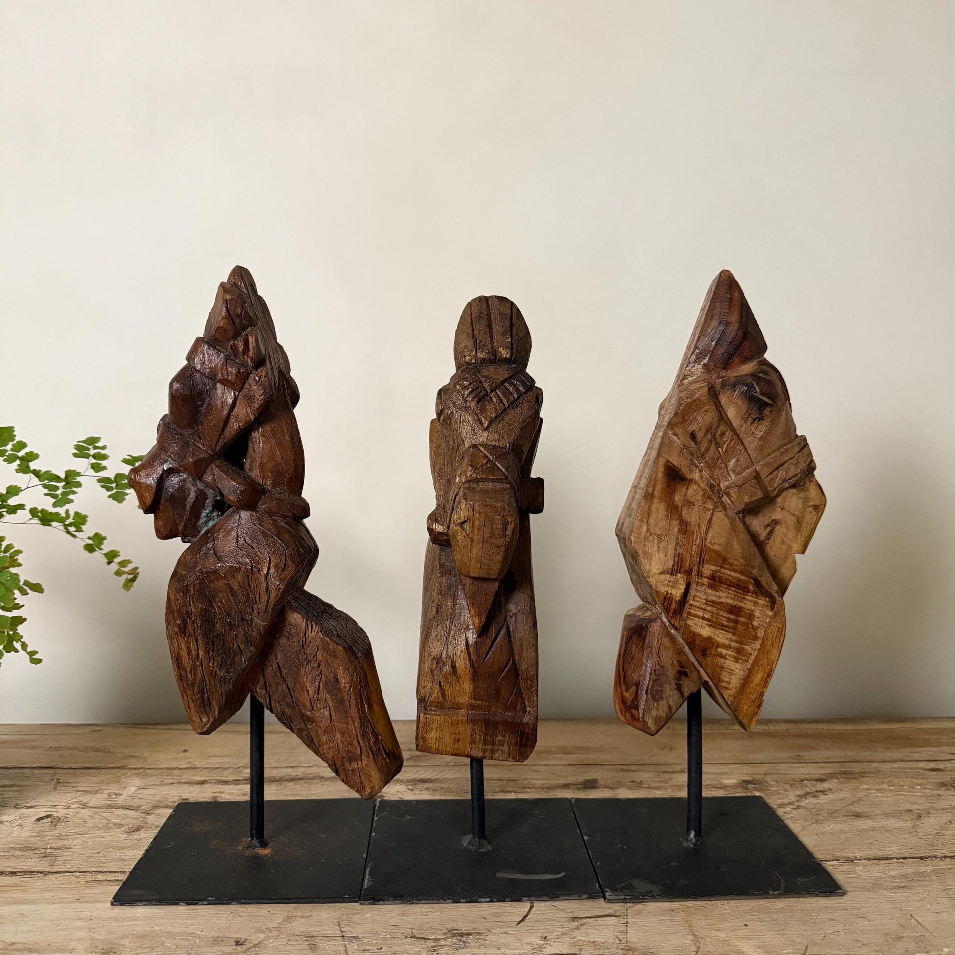 Vintage Hand Carved Horse Corbel Sculpture on Stand | Antique Wooden Architectural Artifact | Collectible Heritage Art Piece