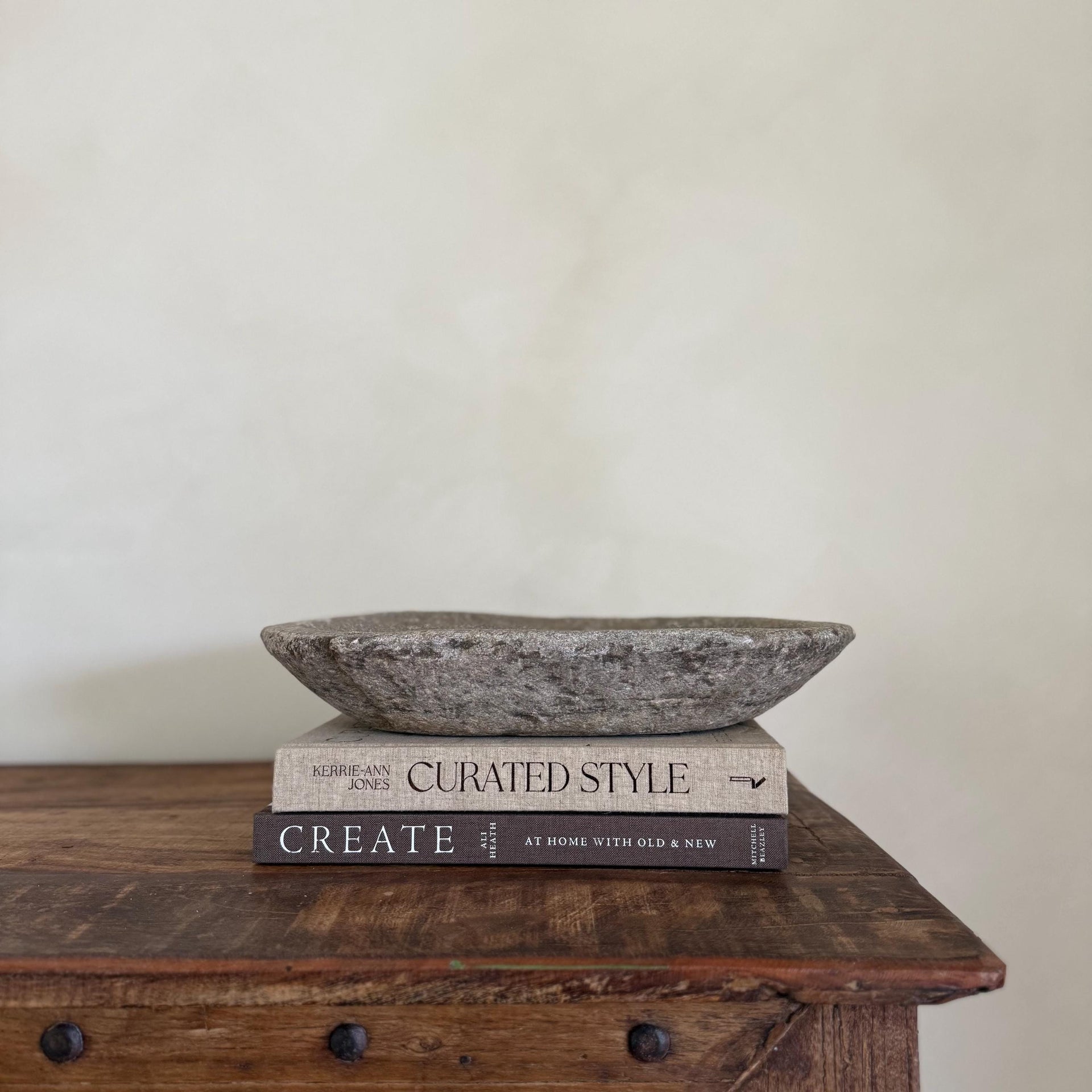 Vintage Marble Kharal Stone Tray, Antique Limestone Carved Oval Tray, Primitive Marble Centerpiece