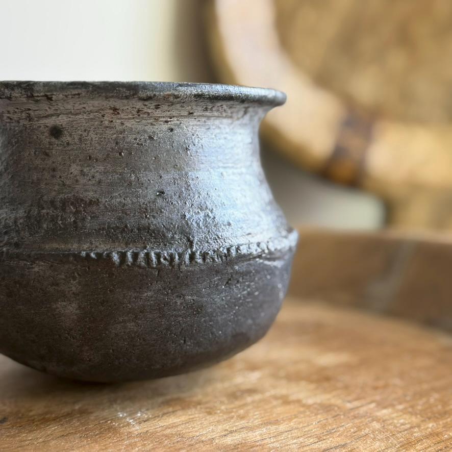 Small Vintage Clay Pot Vessel |  Rustic Terracotta Mini Planter - Project Kalaā