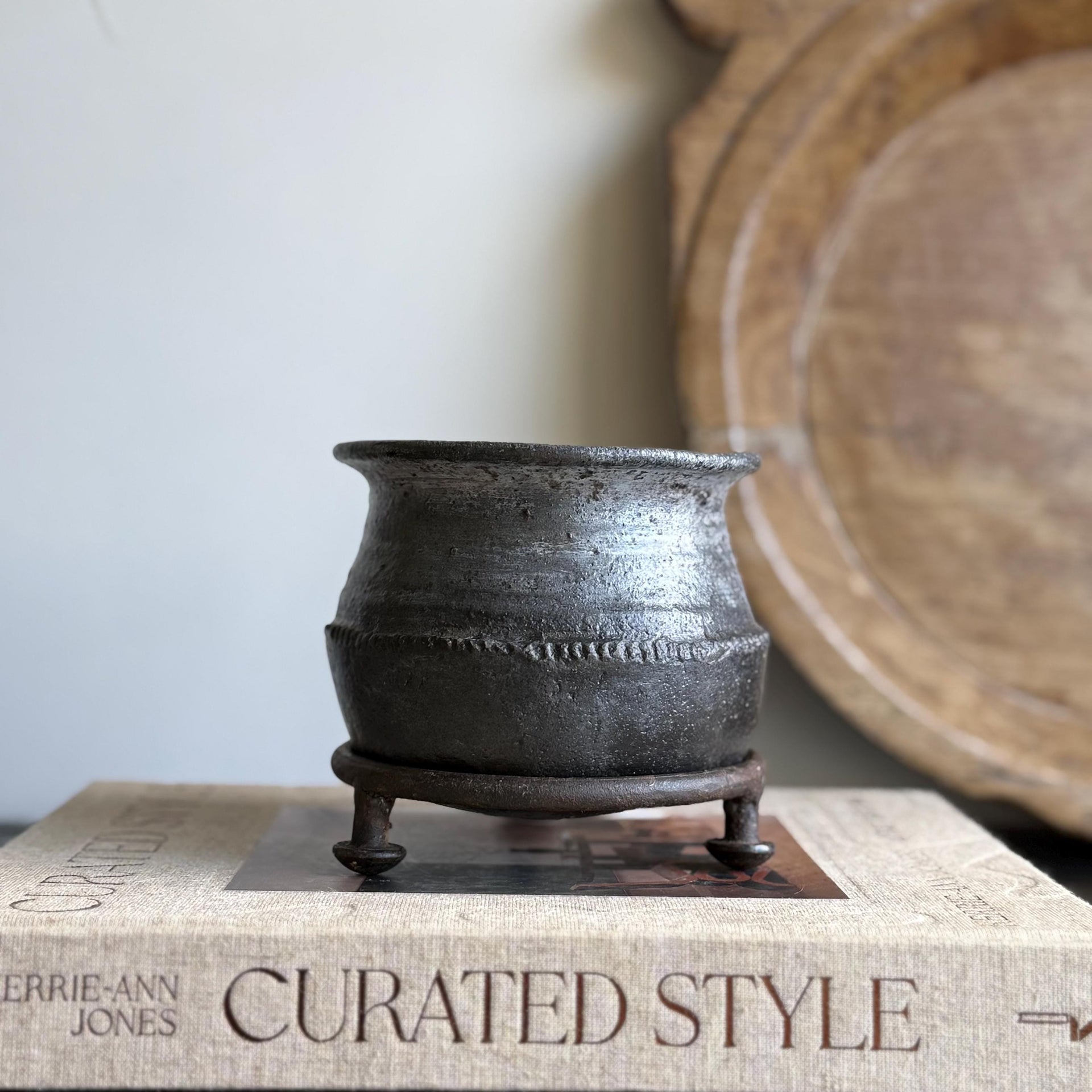 Small Vintage Clay Pot Vessel |  Rustic Terracotta Mini Planter