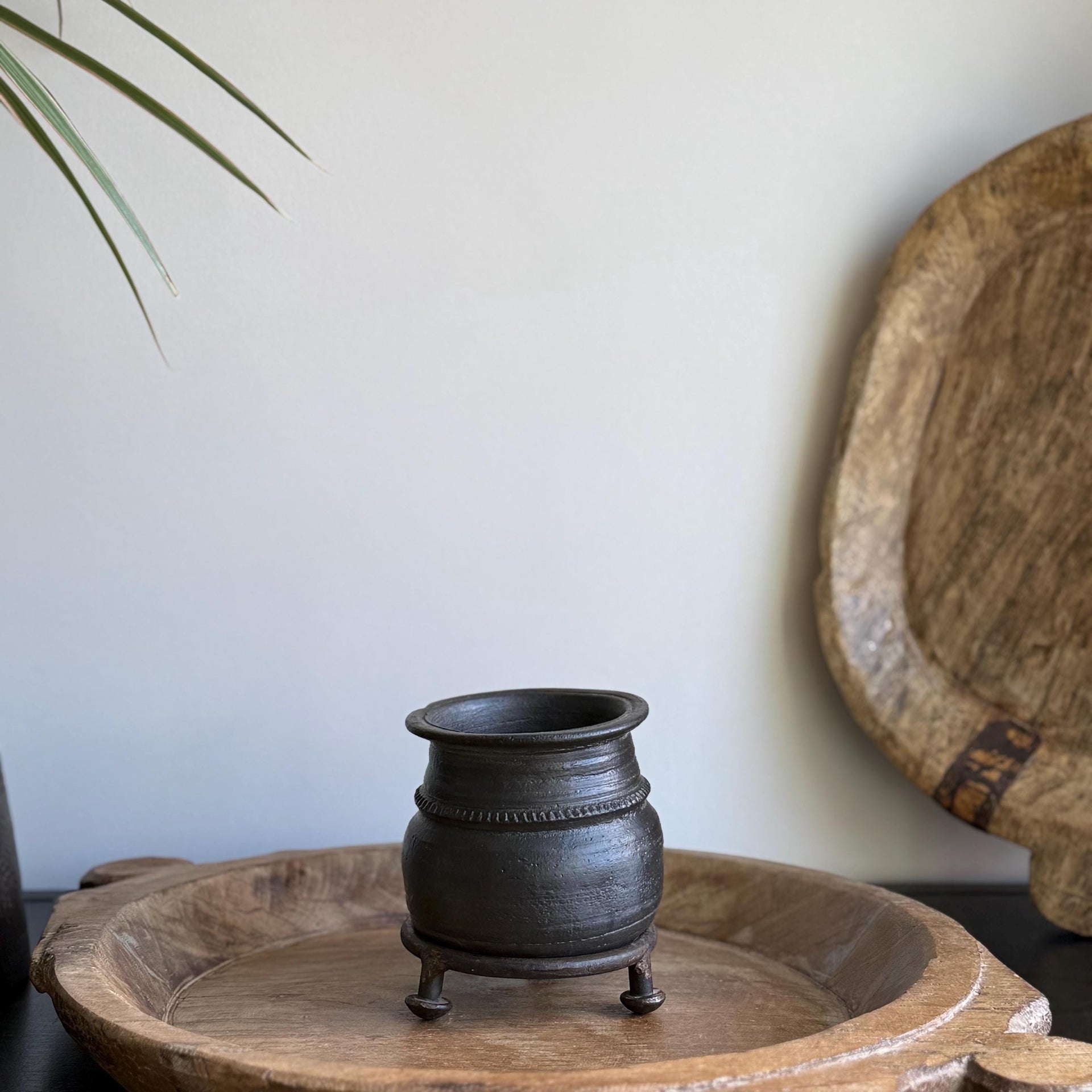 Small Vintage Clay Pot Vessel |  Rustic Terracotta Mini Planter