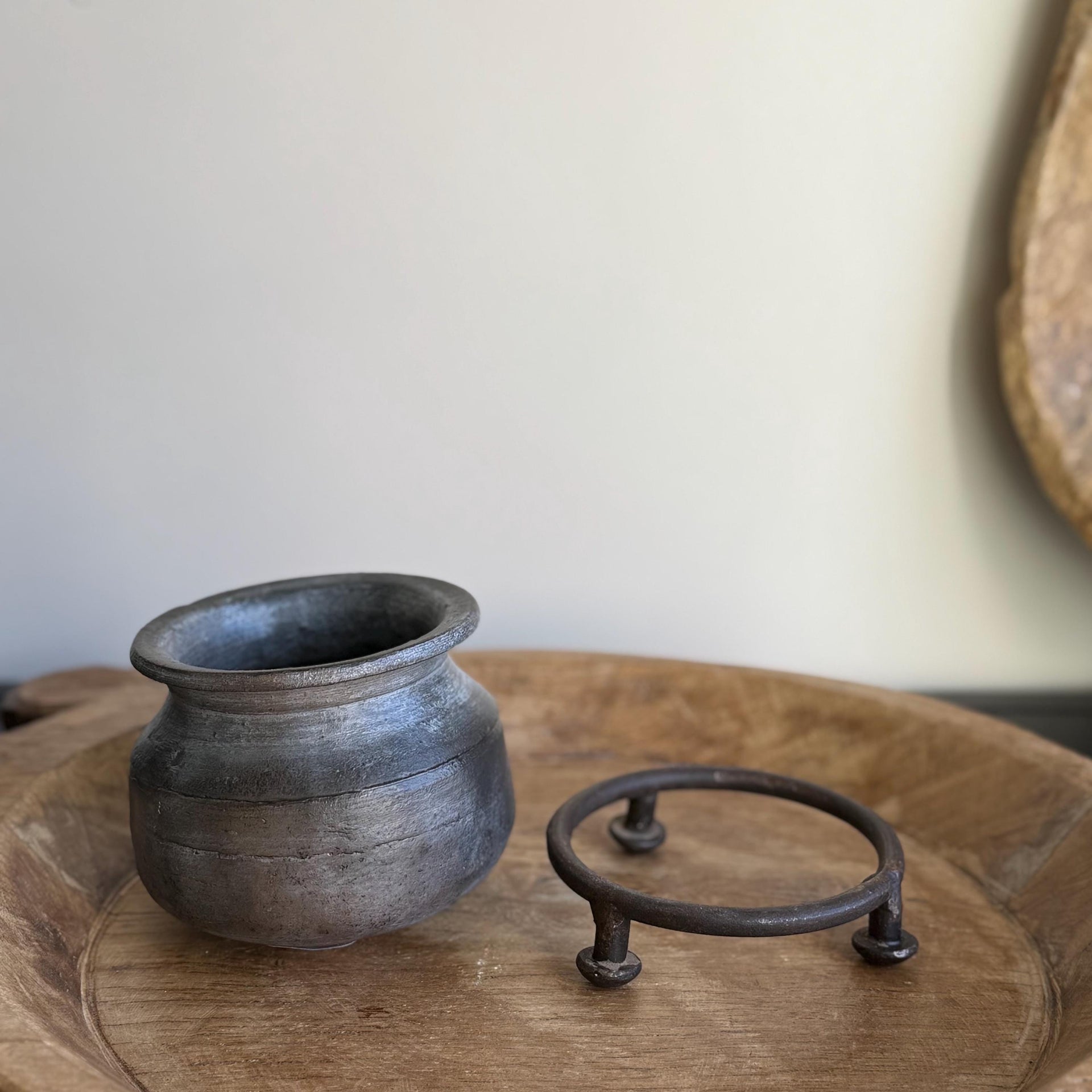 Small Vintage Clay Pot Vessel |  Rustic Terracotta Mini Planter