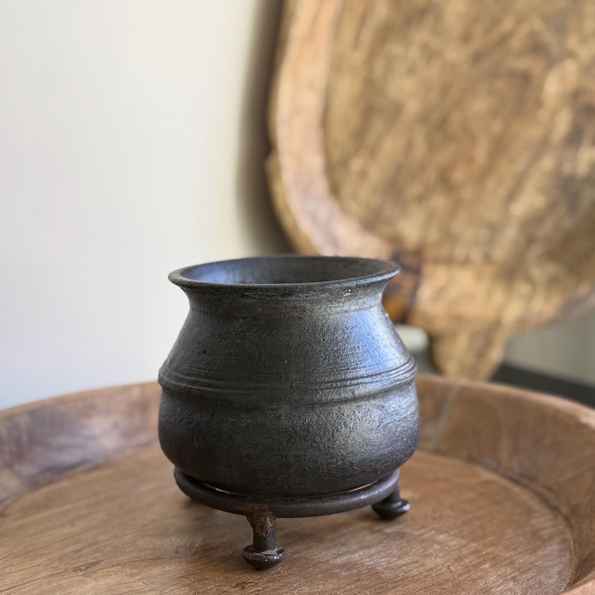 Small Vintage Clay Pot Vessel |  Rustic Terracotta Mini Planter