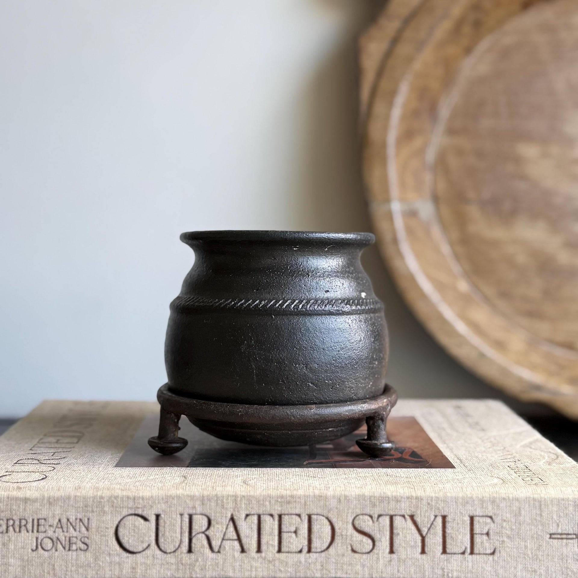 Small Vintage Clay Pot Vessel |  Rustic Terracotta Mini Planter