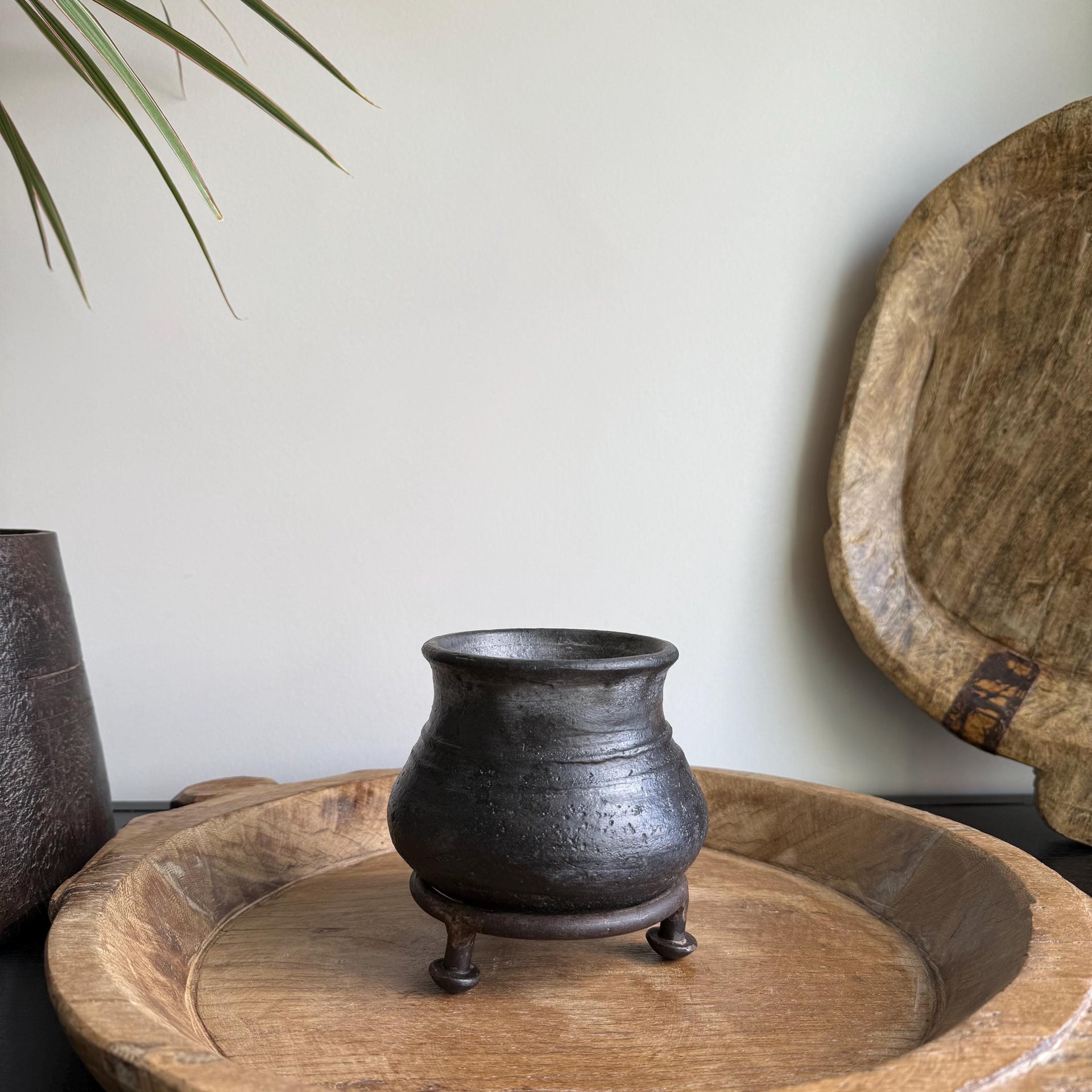 Small Vintage Clay Pot Vessel |  Rustic Terracotta Mini Planter