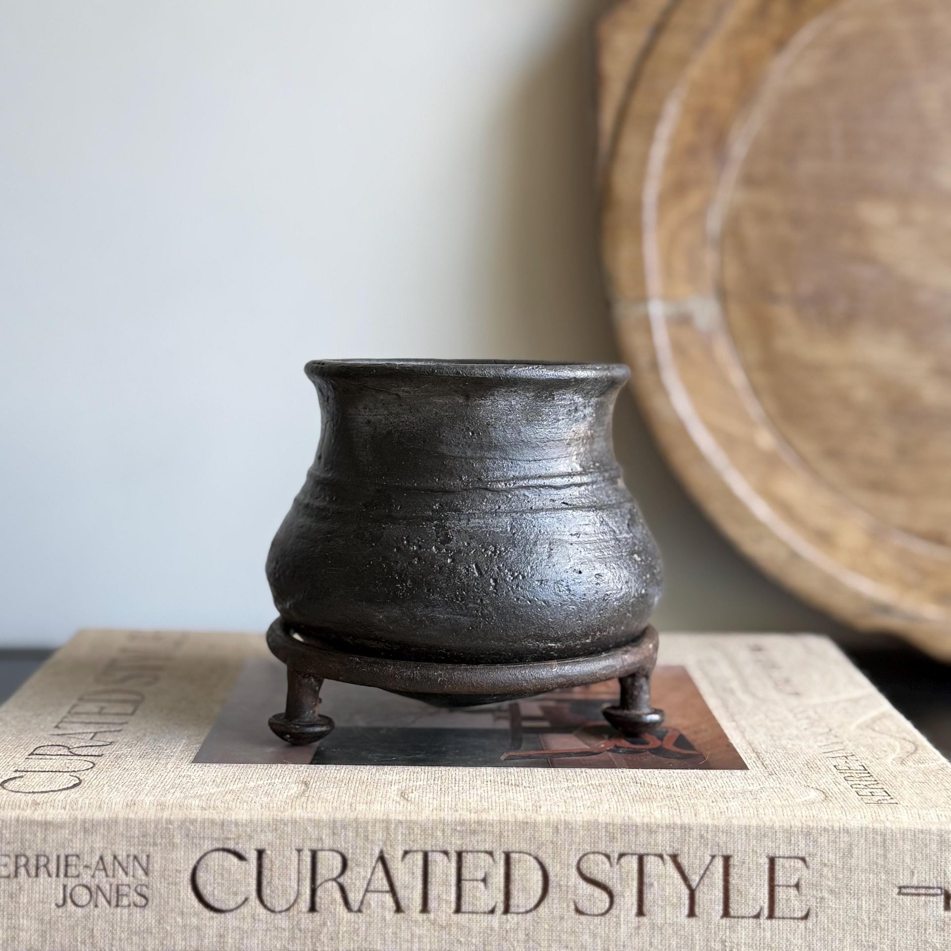 Small Vintage Clay Pot Vessel |  Rustic Terracotta Mini Planter
