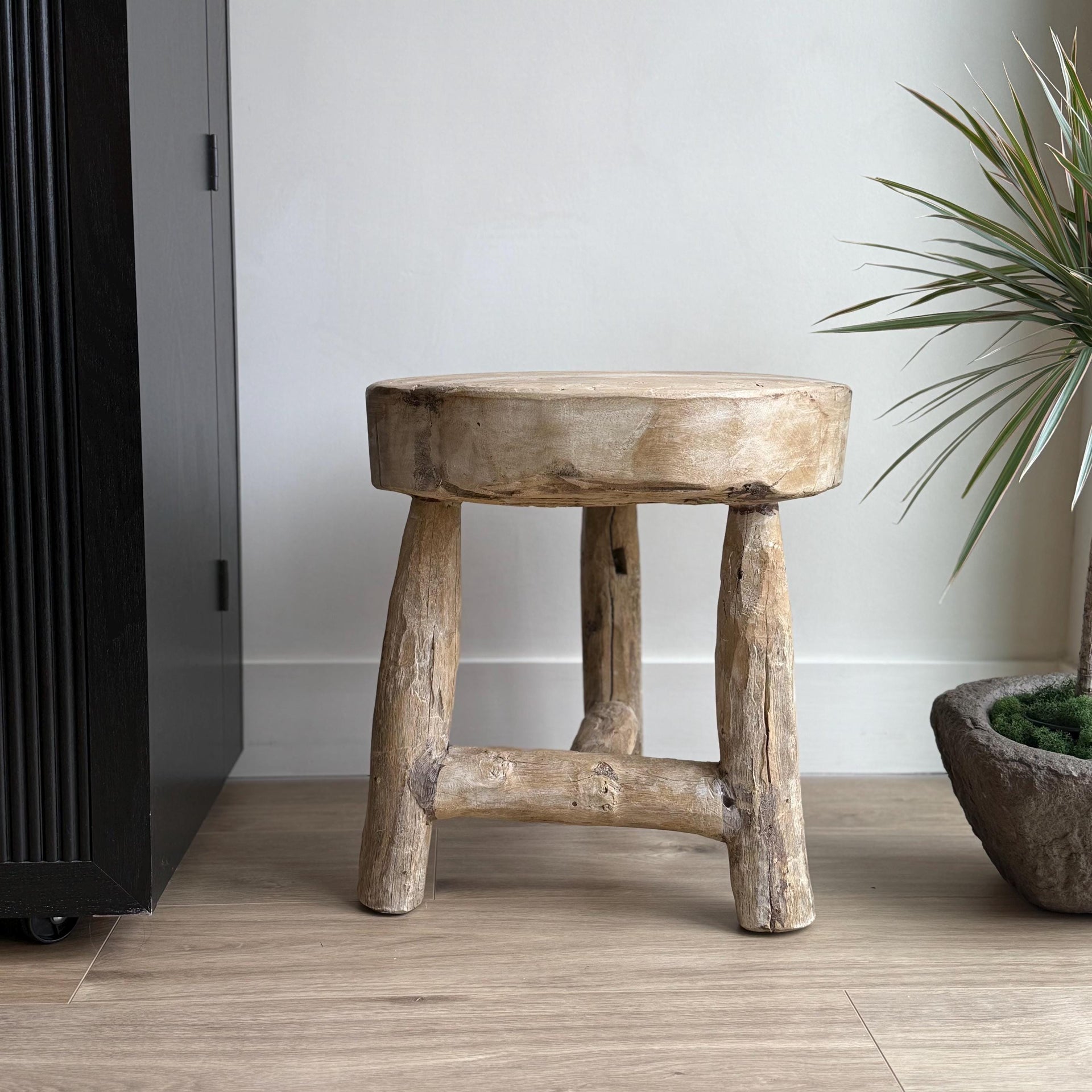 Antique Wheel Wood Stool | Vintage Wagon Wheel Stool | Teak Wood Wheel End Table