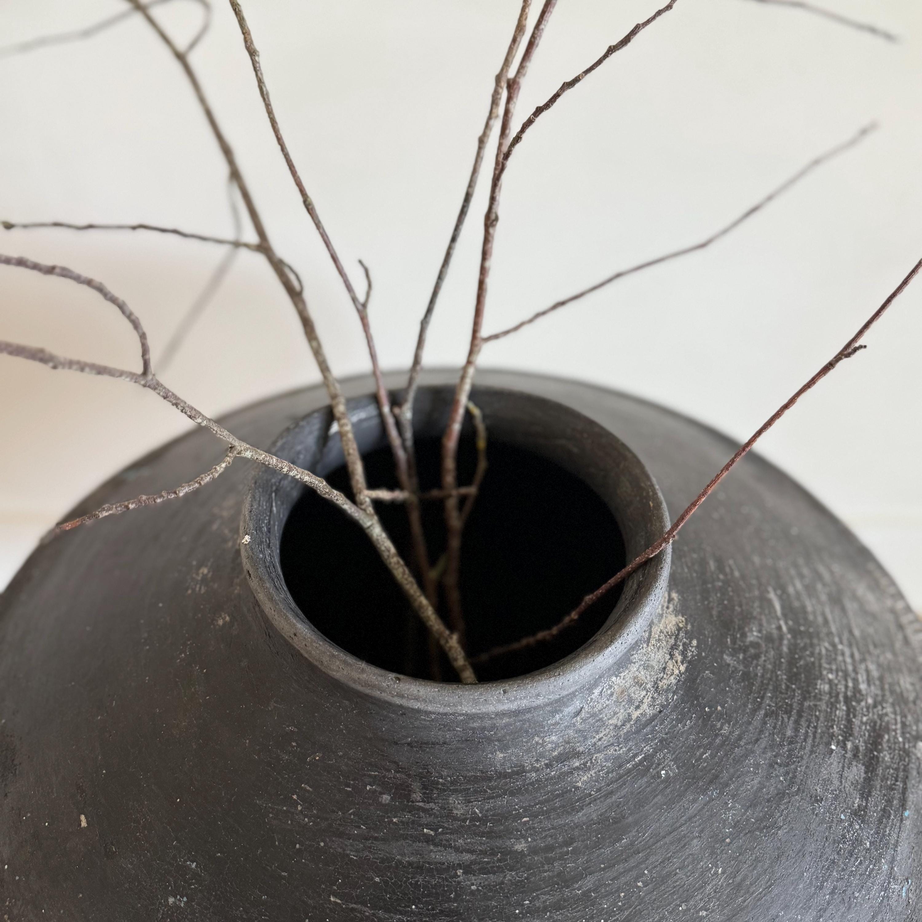 XL Rustic Vintage Clay Pot with Stand - Project Kalaā