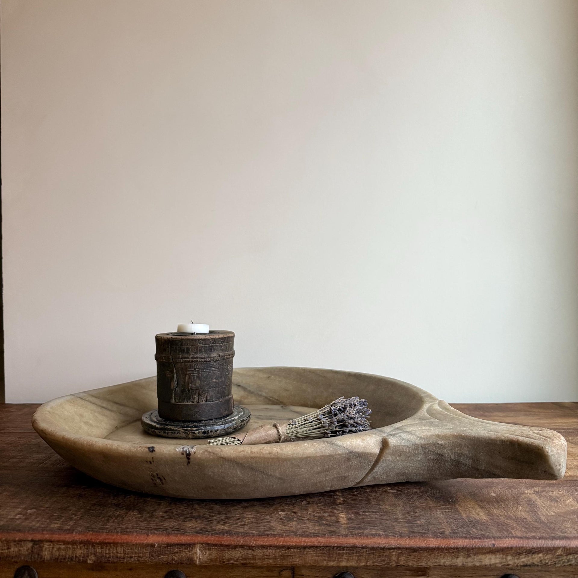 Large Vintage Marble Parat Tray with Handle, 21" Rustic Large Limestone Tray
