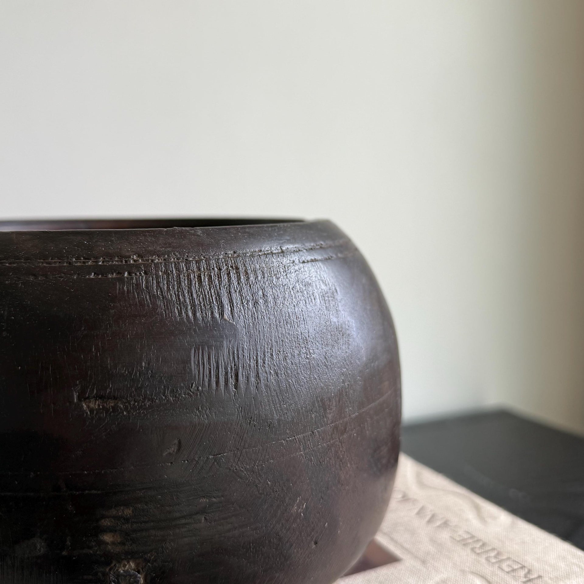 Vintage Wooden 5" Planter, Rustic Teak Pot, Antique Wooden Vase, Wabi Sabi Decor