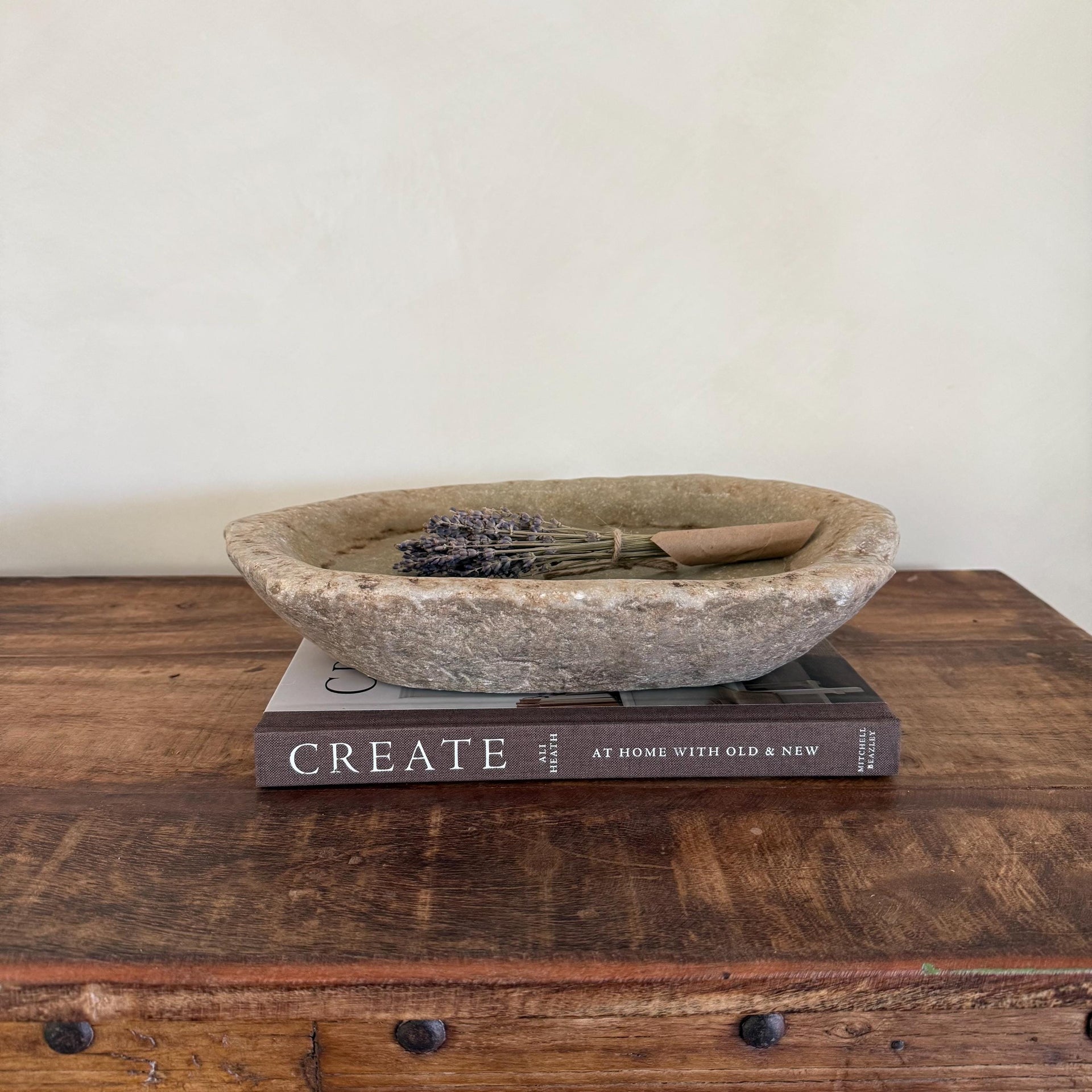 Vintage Marble Kharal Stone Tray, Antique Limestone Carved Oval Tray, Primitive Marble Centerpiece